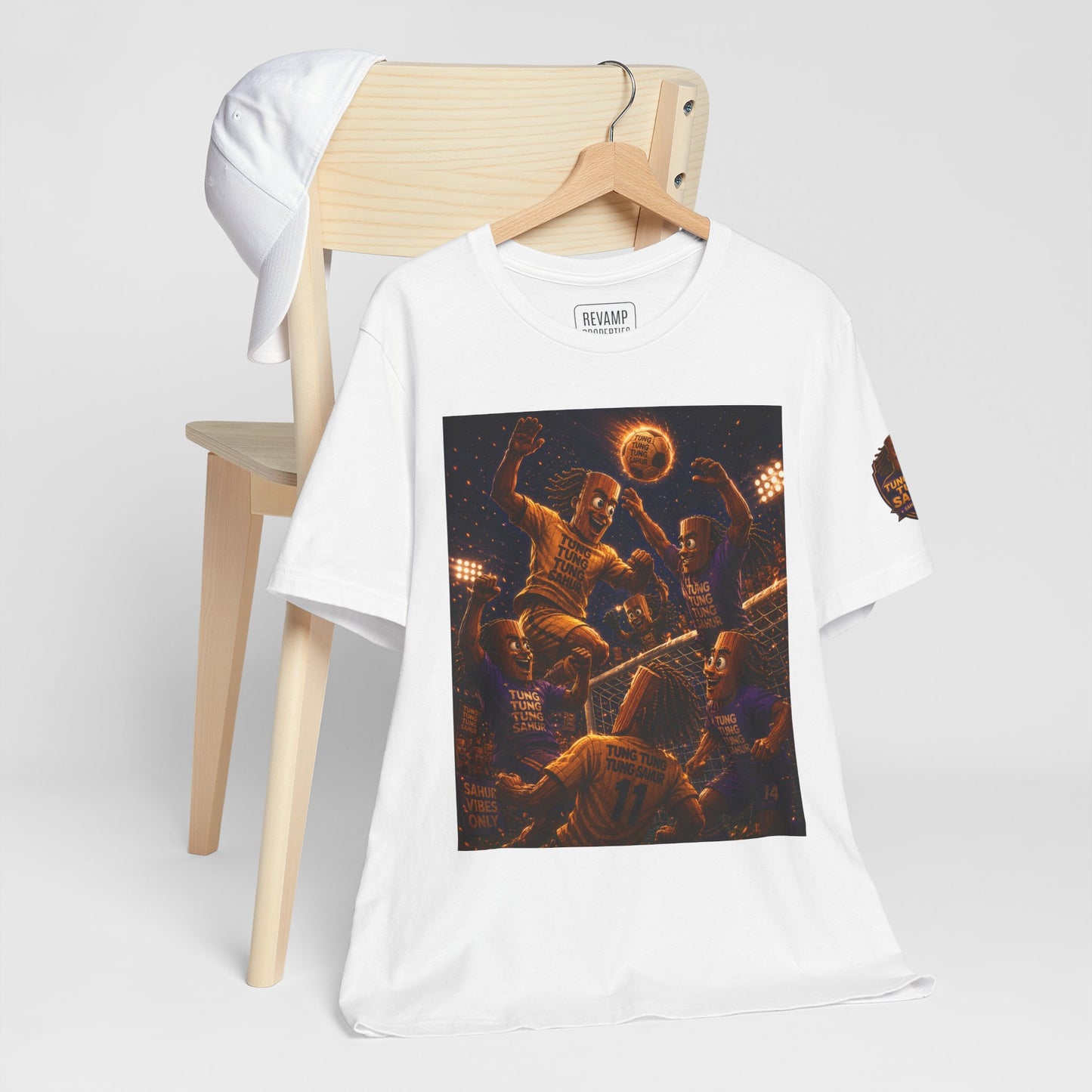 Tung Tung Tung Sahur Header Goal Soccer Action Graphic Tee — Team Court Night Design