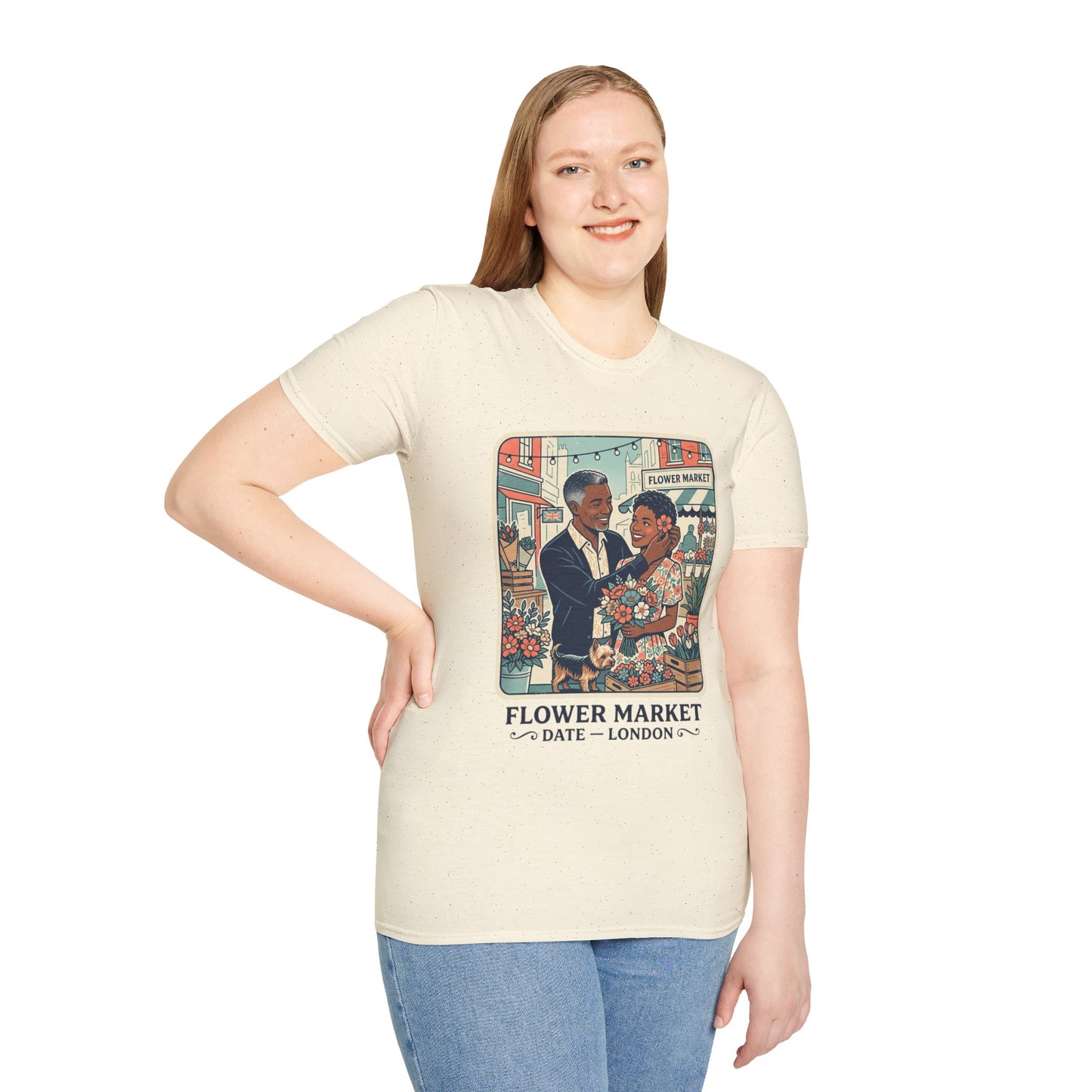 Flower Market Date — London T-Shirt — Retro Couple Floral Market Graphic Tee