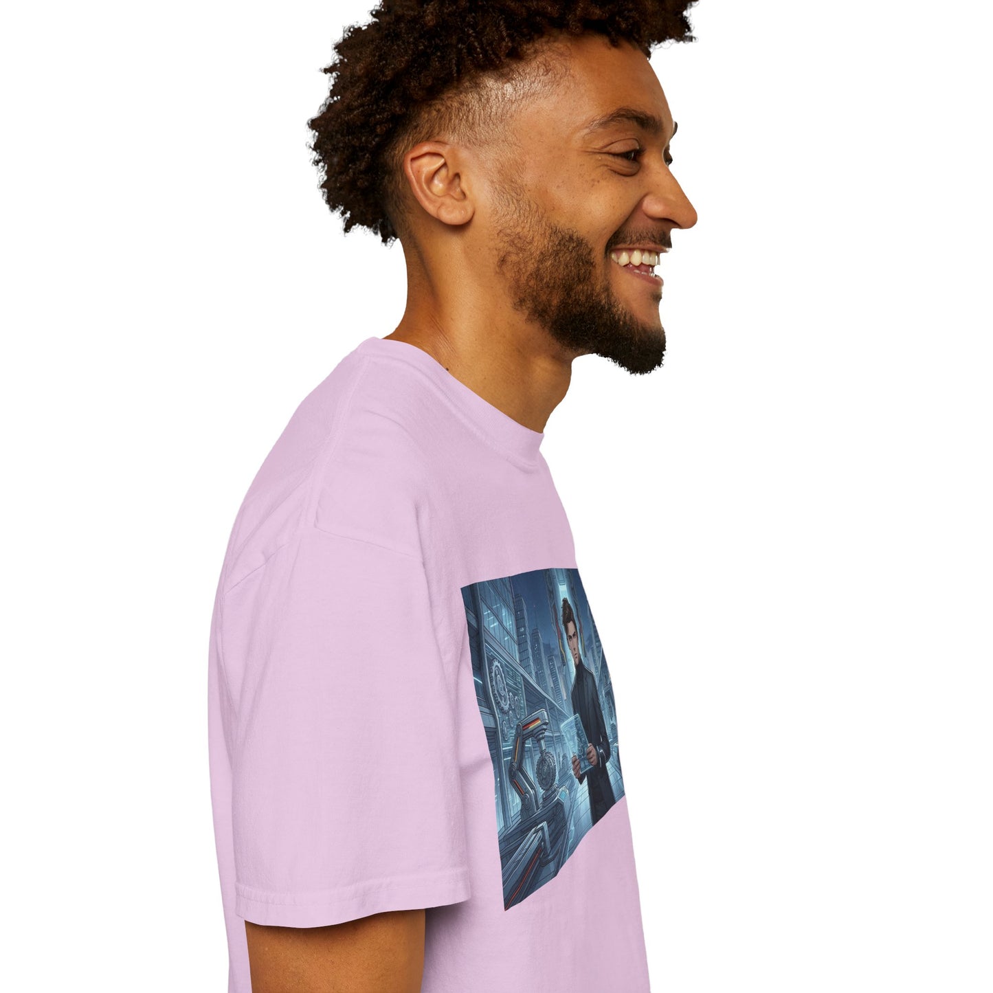 Cyberpunk Detective T-Shirt — Futuristic Noir Cityscape Graphic Tee