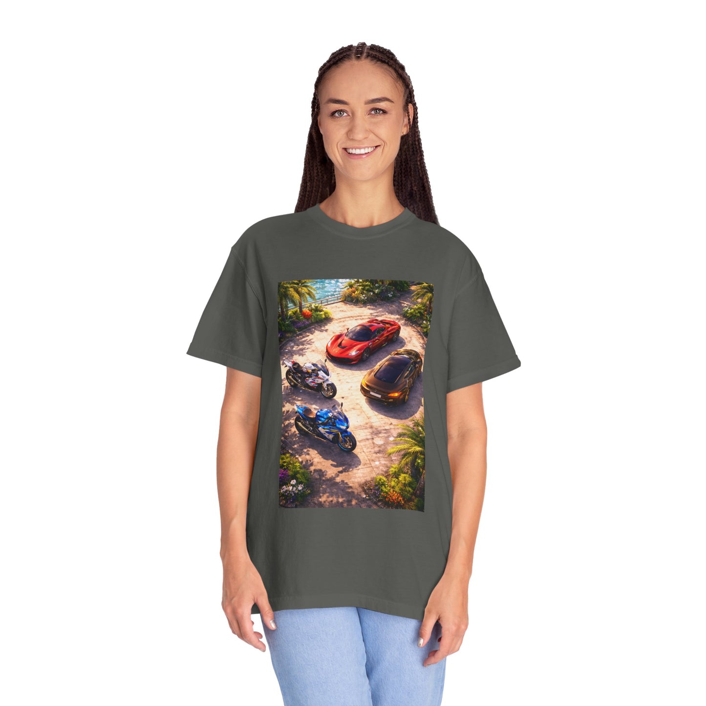 MULTI-VEHICLE - T-Shirt — Tropical Sports Cars & Motorbikes Print
