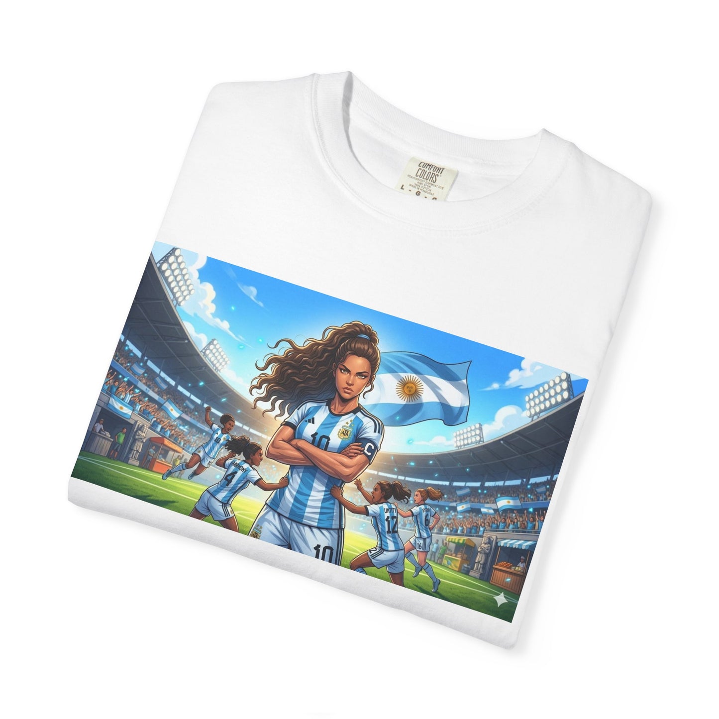 Argentina Soccer Heroine Stadium T-Shirt – Female Soccer Player Graphic Tee