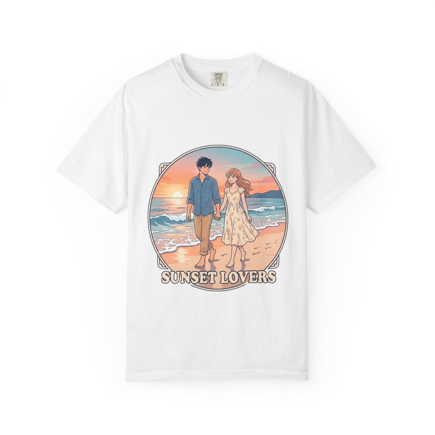 Sunset Lovers Beach T-Shirt — Romantic Couple Graphic Tee