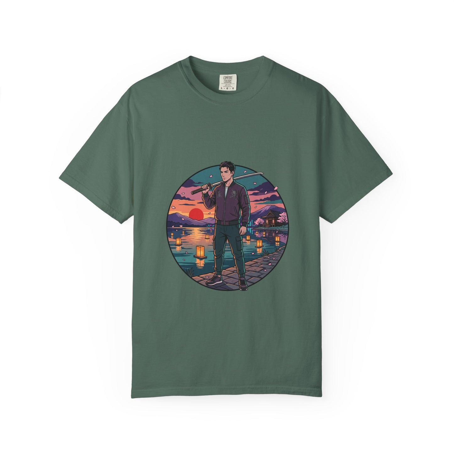 Vintage Night Harbor T-Shirt — Retro Sunset Fisherman Graphic Tee