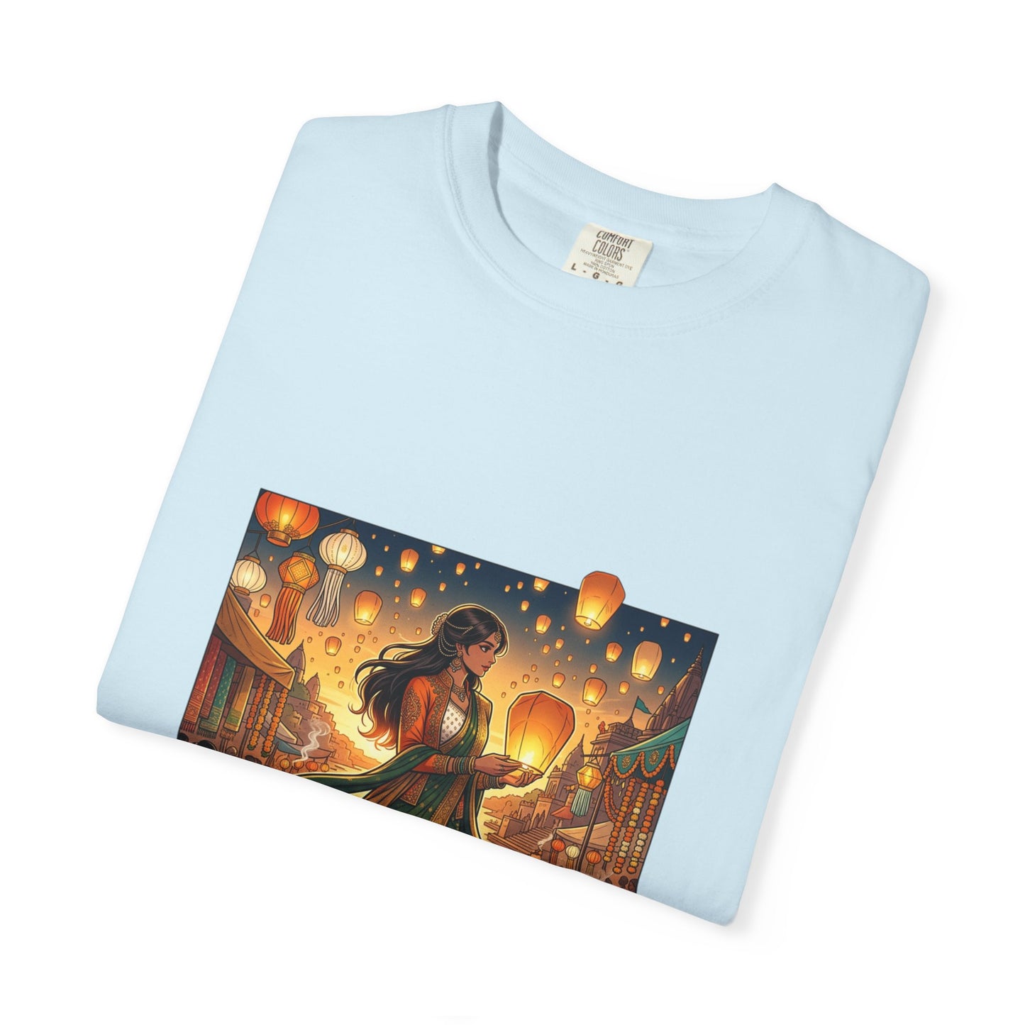 Diwali Lantern Festival T-Shirt — Indian Dancer with Floating Sky Lanterns