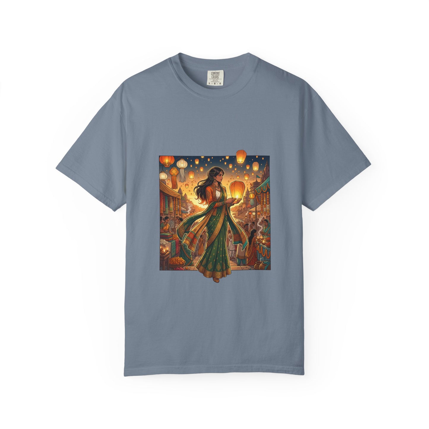 Diwali Lantern Festival T-Shirt — Indian Dancer with Floating Sky Lanterns