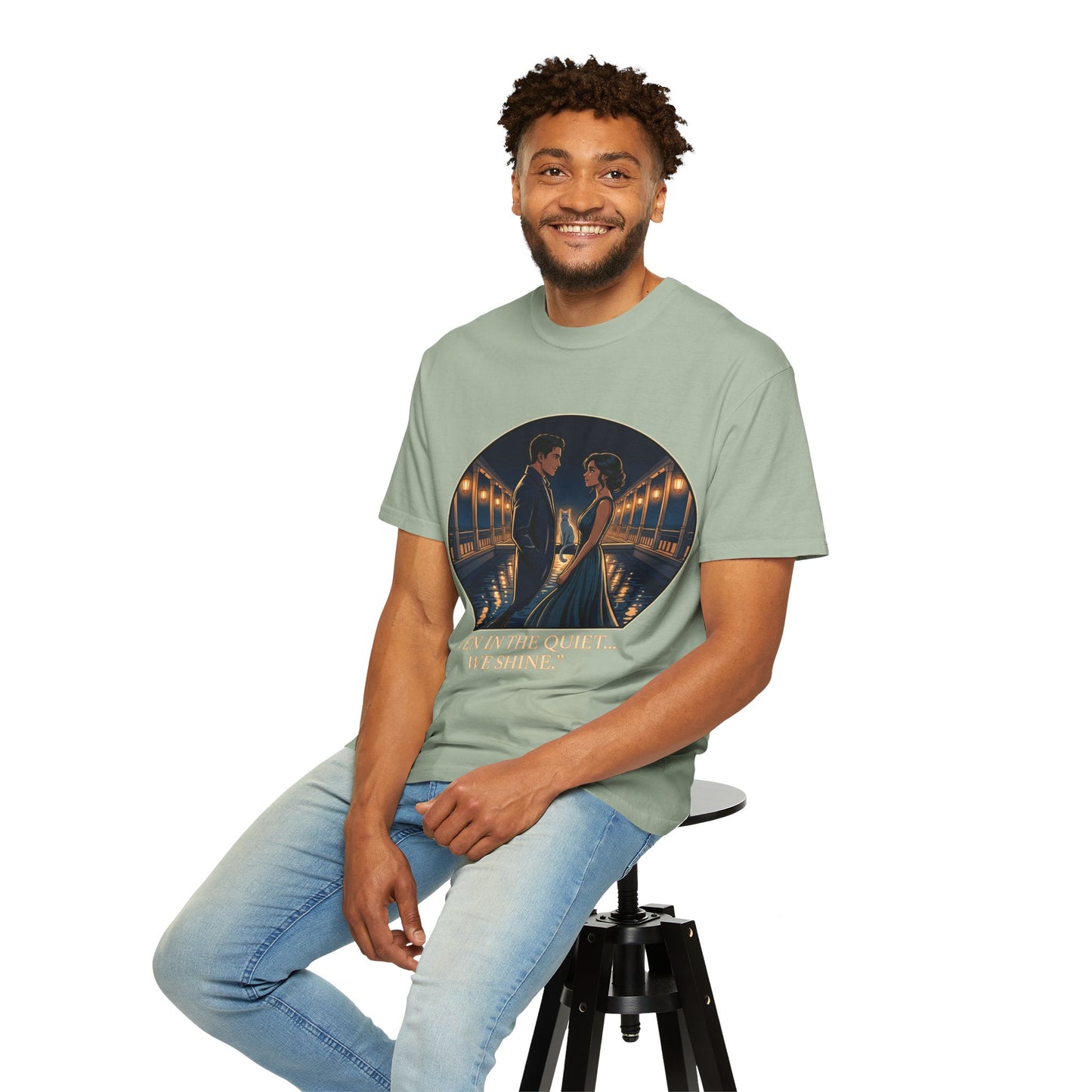 Romantic Night Stroll T-Shirt — "Even in the Quiet... We Shine" Graphic Tee