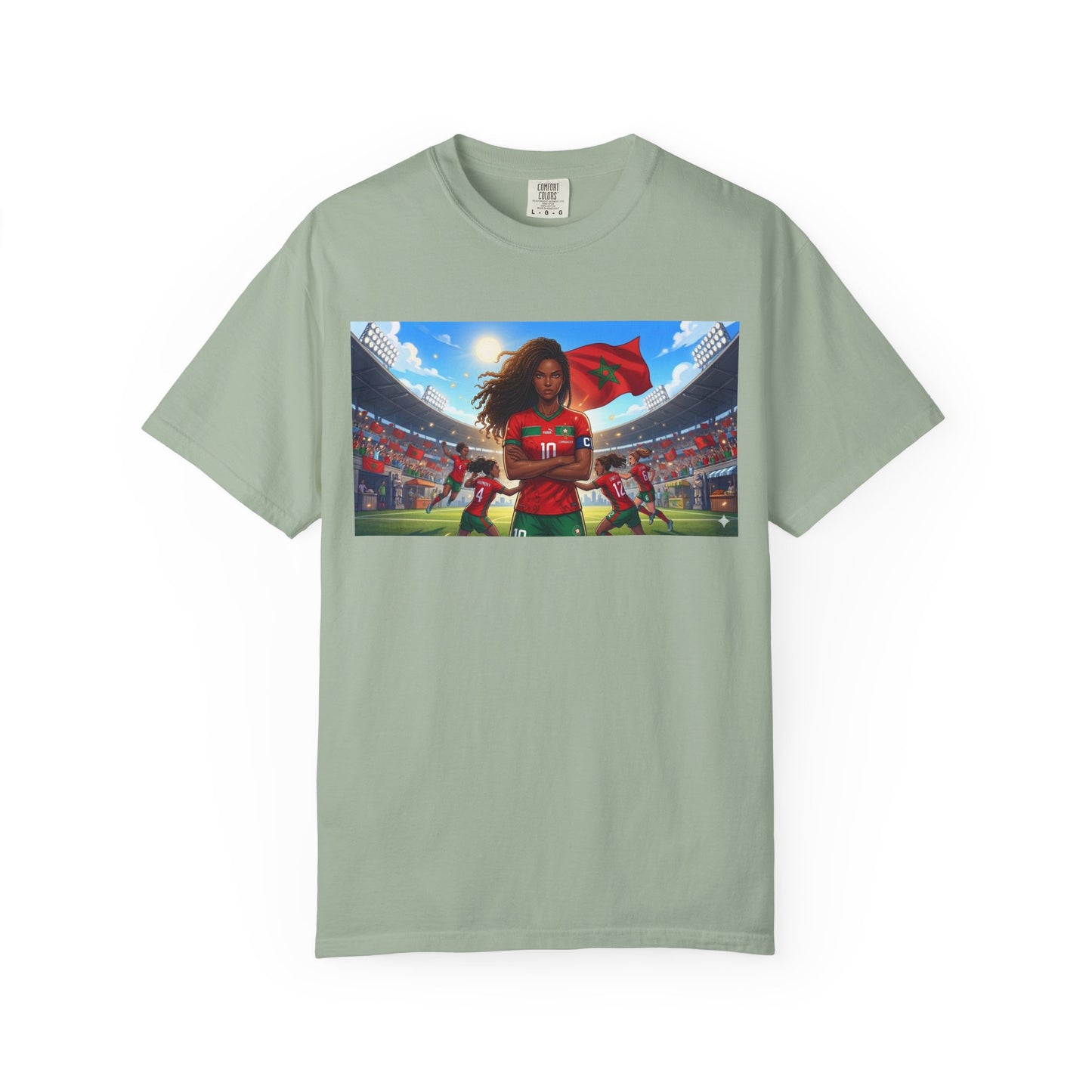 Morocco Soccer Champion Graphic T-Shirt — Inspiring Women’s Football Stadium Design