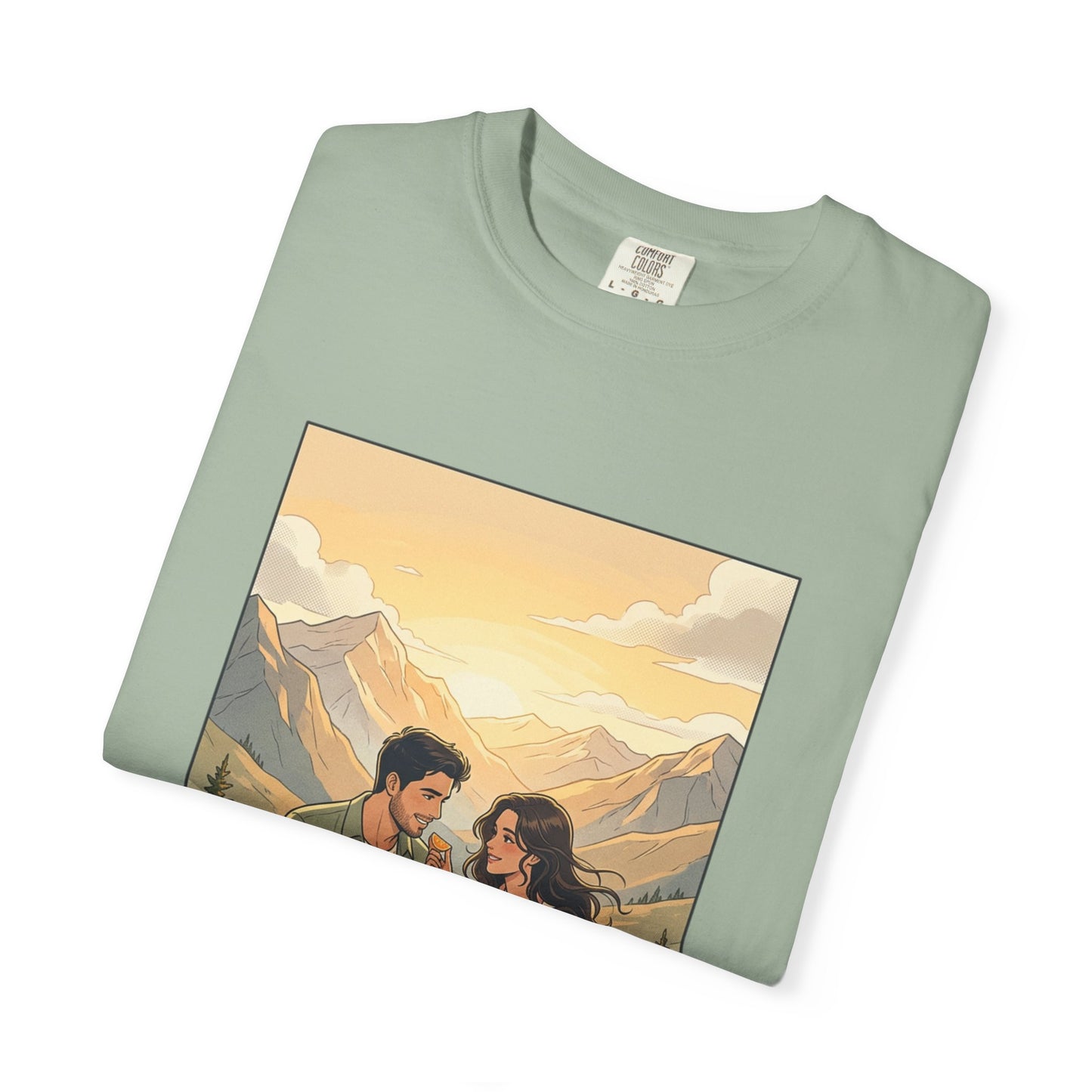 Couples Mountain Picnic T-Shirt — 'Opening Up' Scenic Graphic Tee