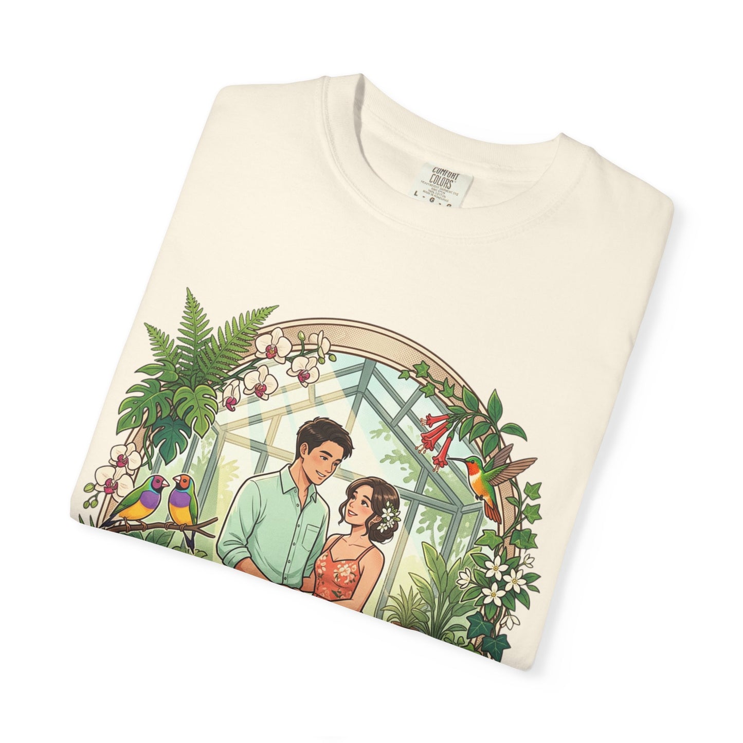 Romantic Greenhouse Couples T-Shirt — “Love Grows Where We Nurture It”