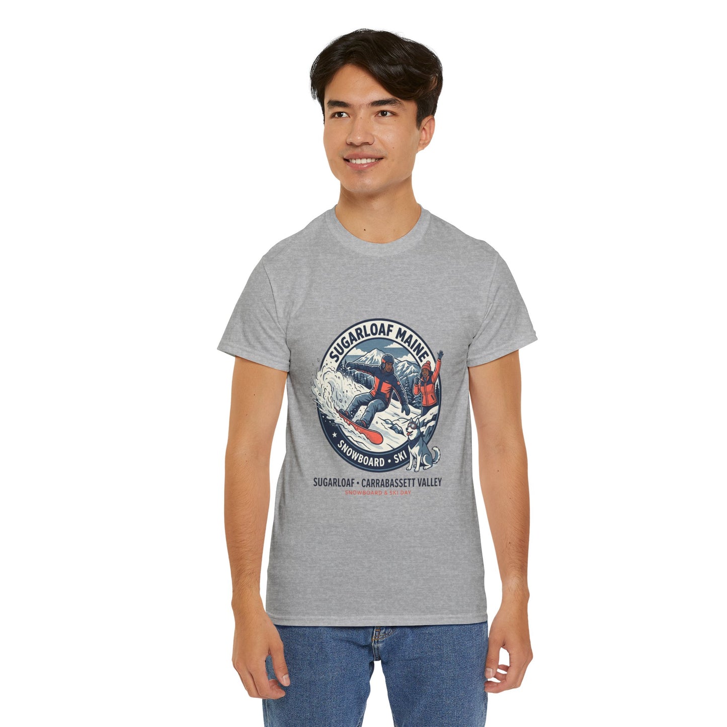 Sugarloaf Maine Snowboard & Ski T‑Shirt — Sugarloaf‑Carrabassett Valley Retro Graphic Tee
