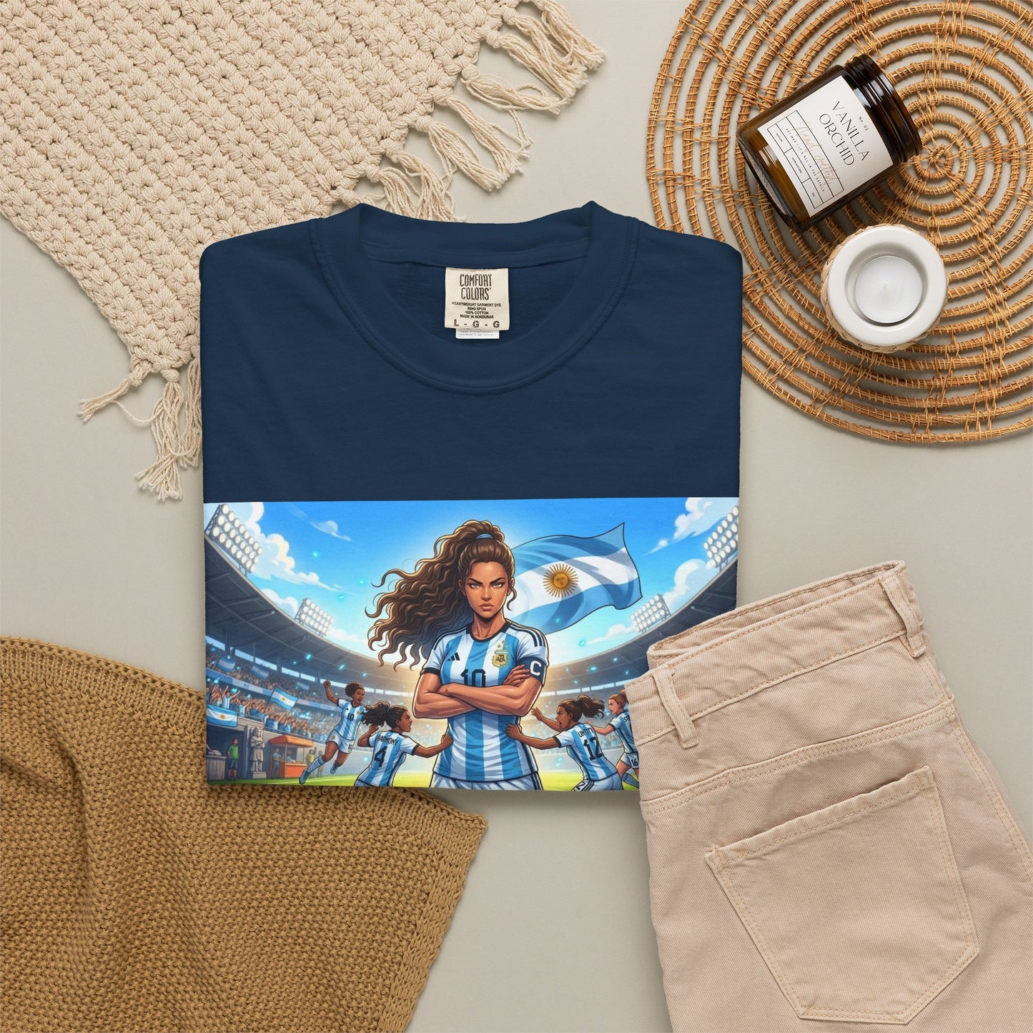 Argentina Soccer Heroine Stadium T-Shirt – Female Soccer Player Graphic Tee