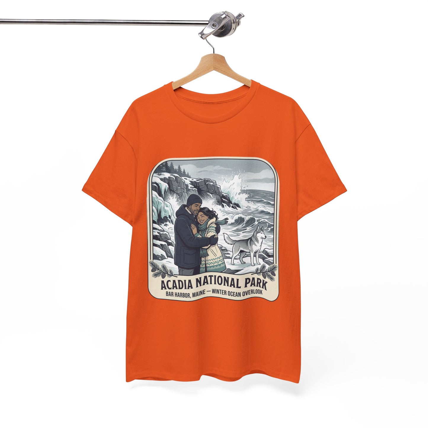 Acadia National Park Tee — Coastal Winter Couple Graphic