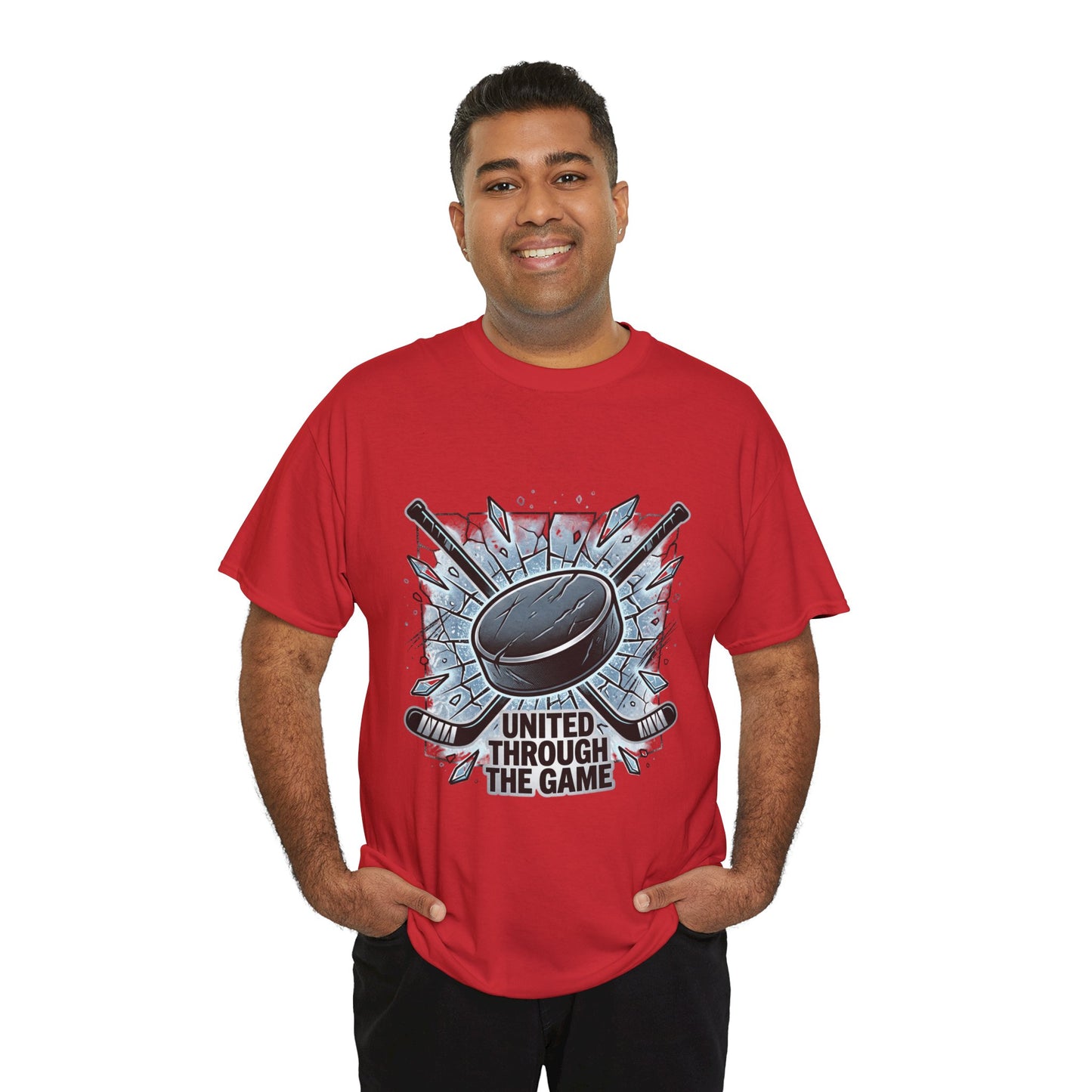 Hockey T-Shirt — "United Through the Game" Graphic Tee