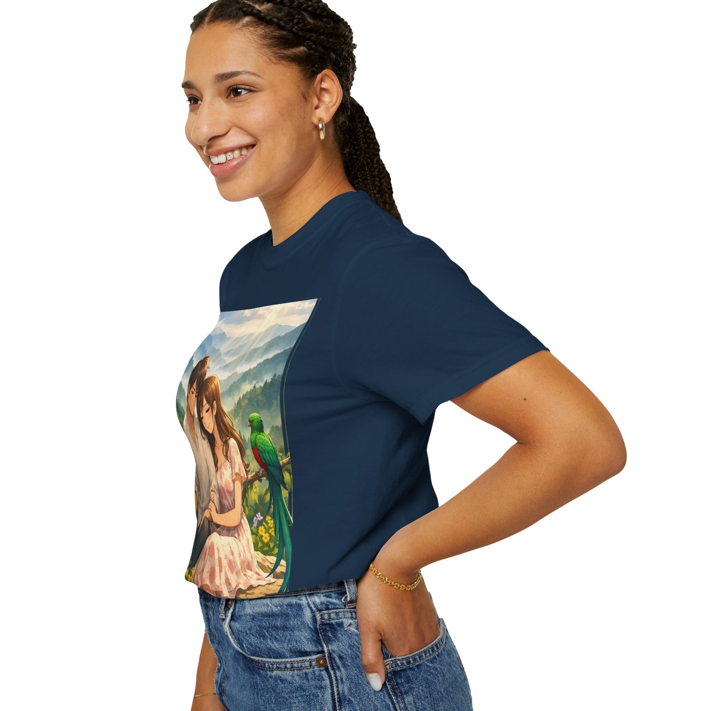 Romantic Anime Couple T-Shirt — Sunset Meadow Illustration