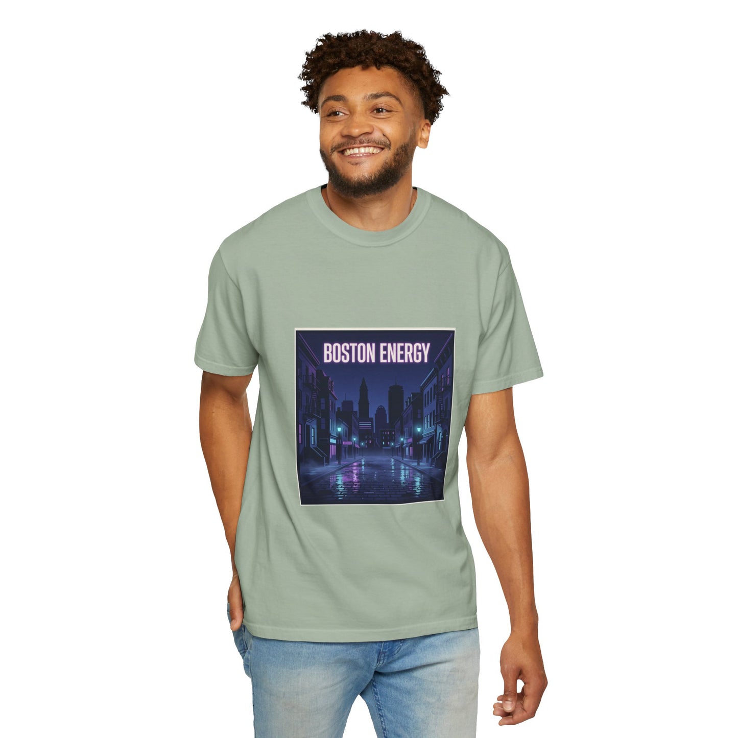 Boston Energy T-Shirt — Neon Cityscape Graphic Tee