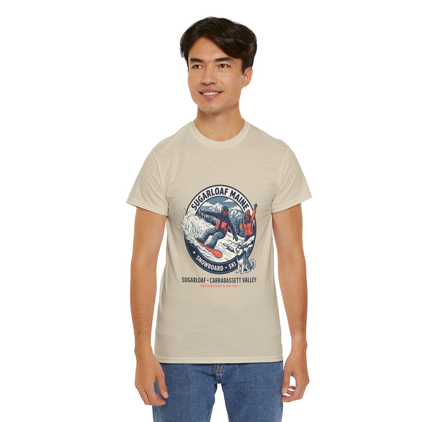 Sugarloaf Maine Snowboard & Ski T‑Shirt — Sugarloaf‑Carrabassett Valley Retro Graphic Tee