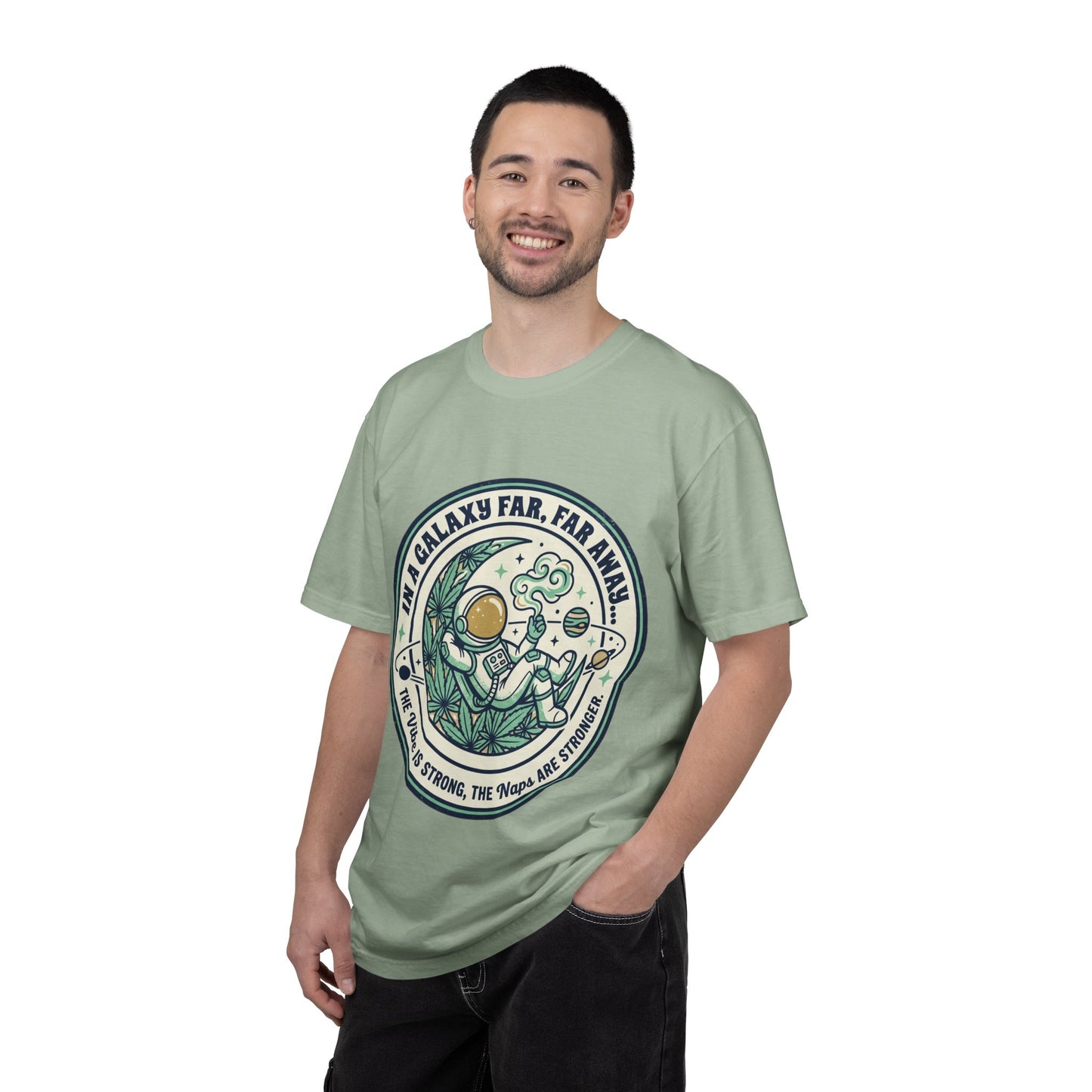 T-Shirt — "In a Galaxy Far, Far Away" Retro Space Nap Graphic Tee