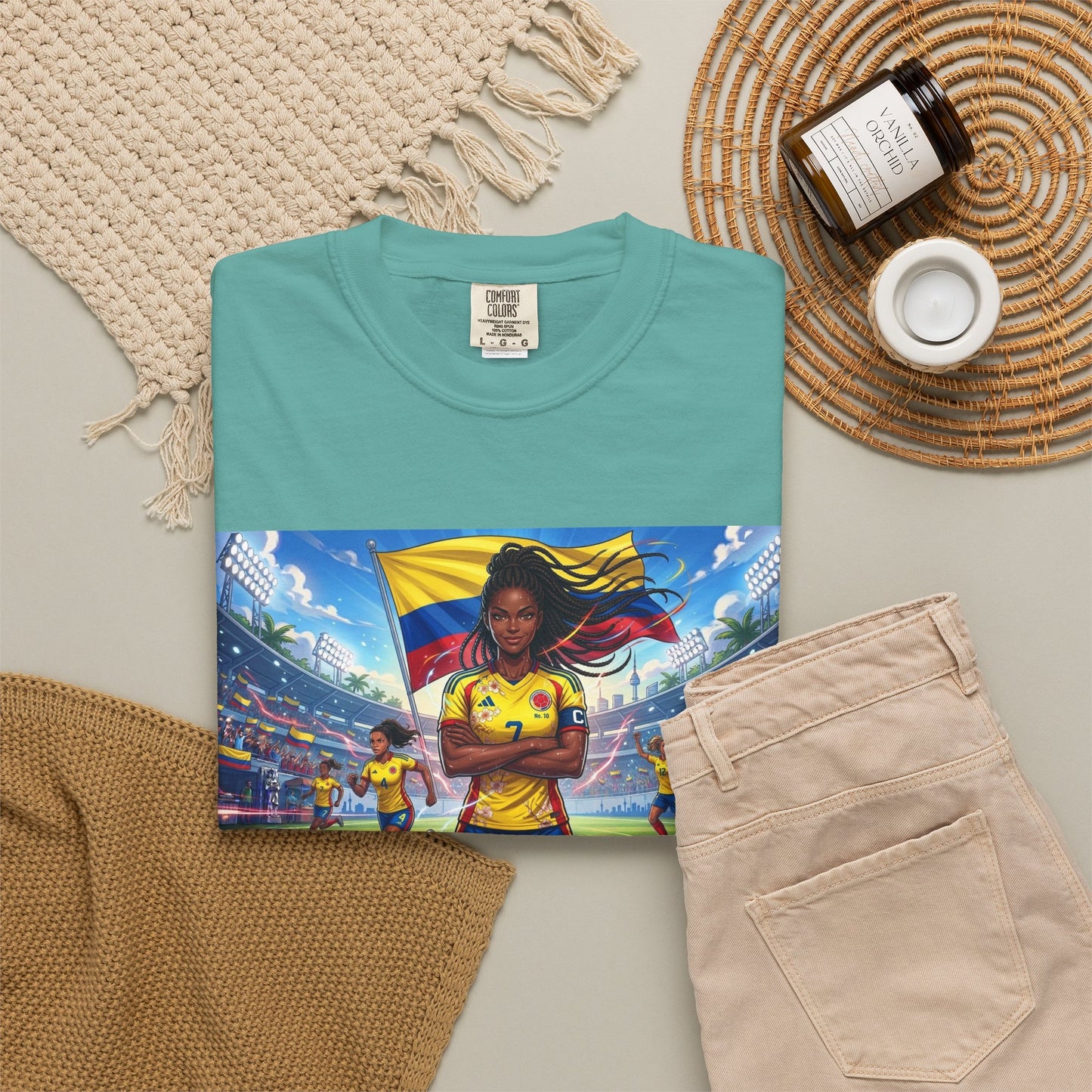 Soccer Champion Graphic T-Shirt — Woman Goalkeeper Stadium Art
