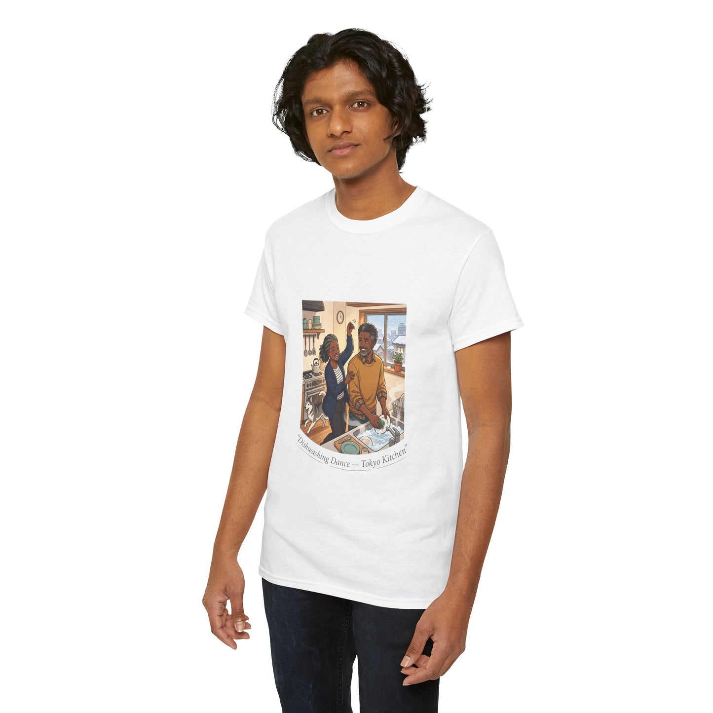 Dishwashing Dance Tee — Couple Kitchen Graphic T-Shirt