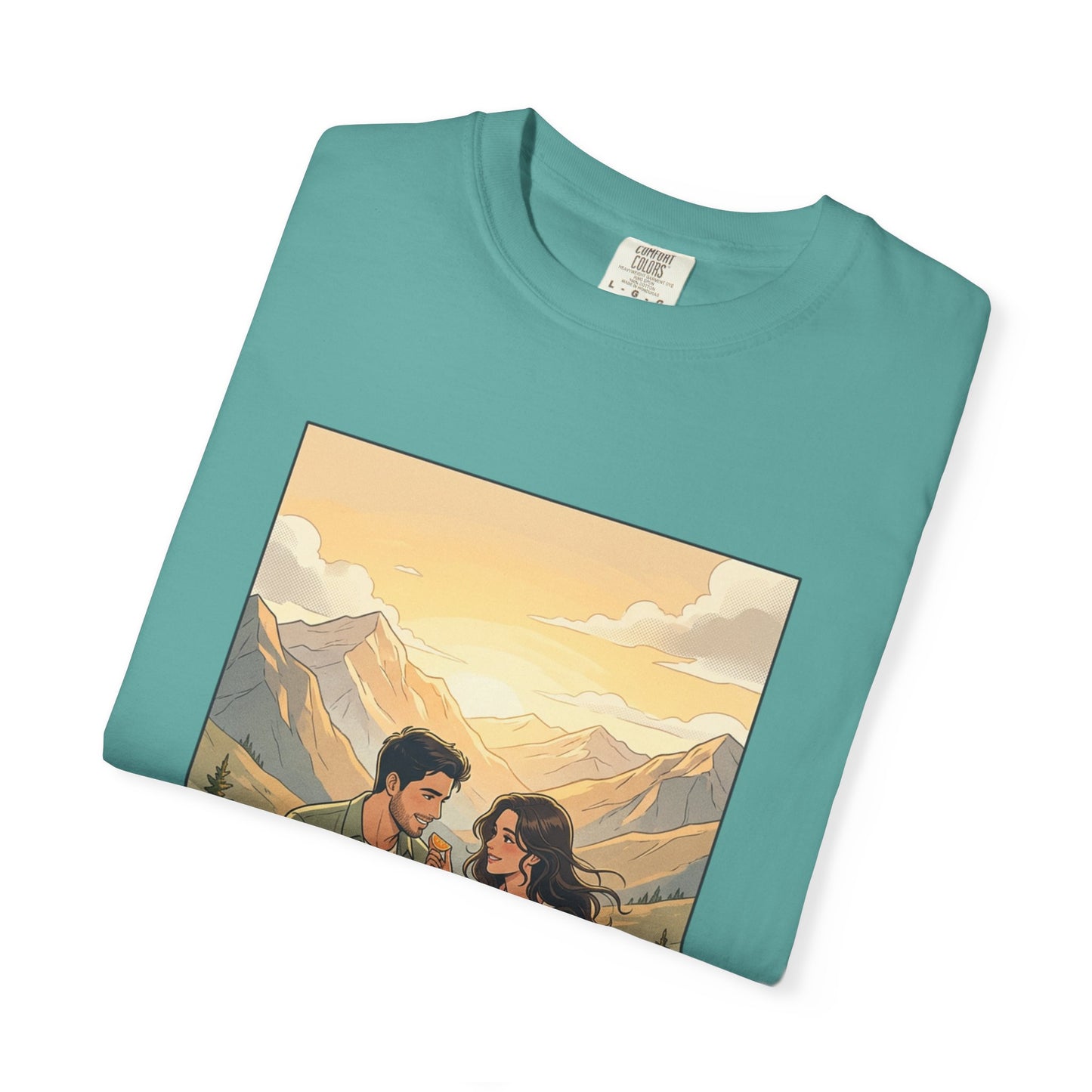 Couples Mountain Picnic T-Shirt — 'Opening Up' Scenic Graphic Tee