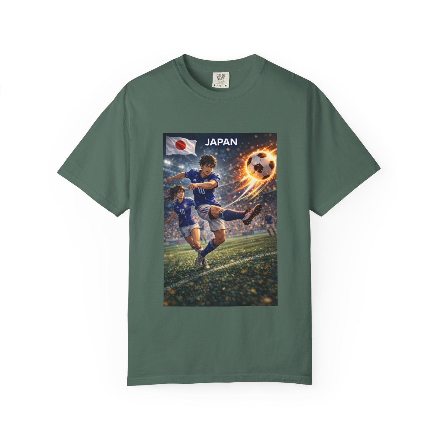 Japan Soccer Team Graphic T‑Shirt — Dynamic Football Players Design