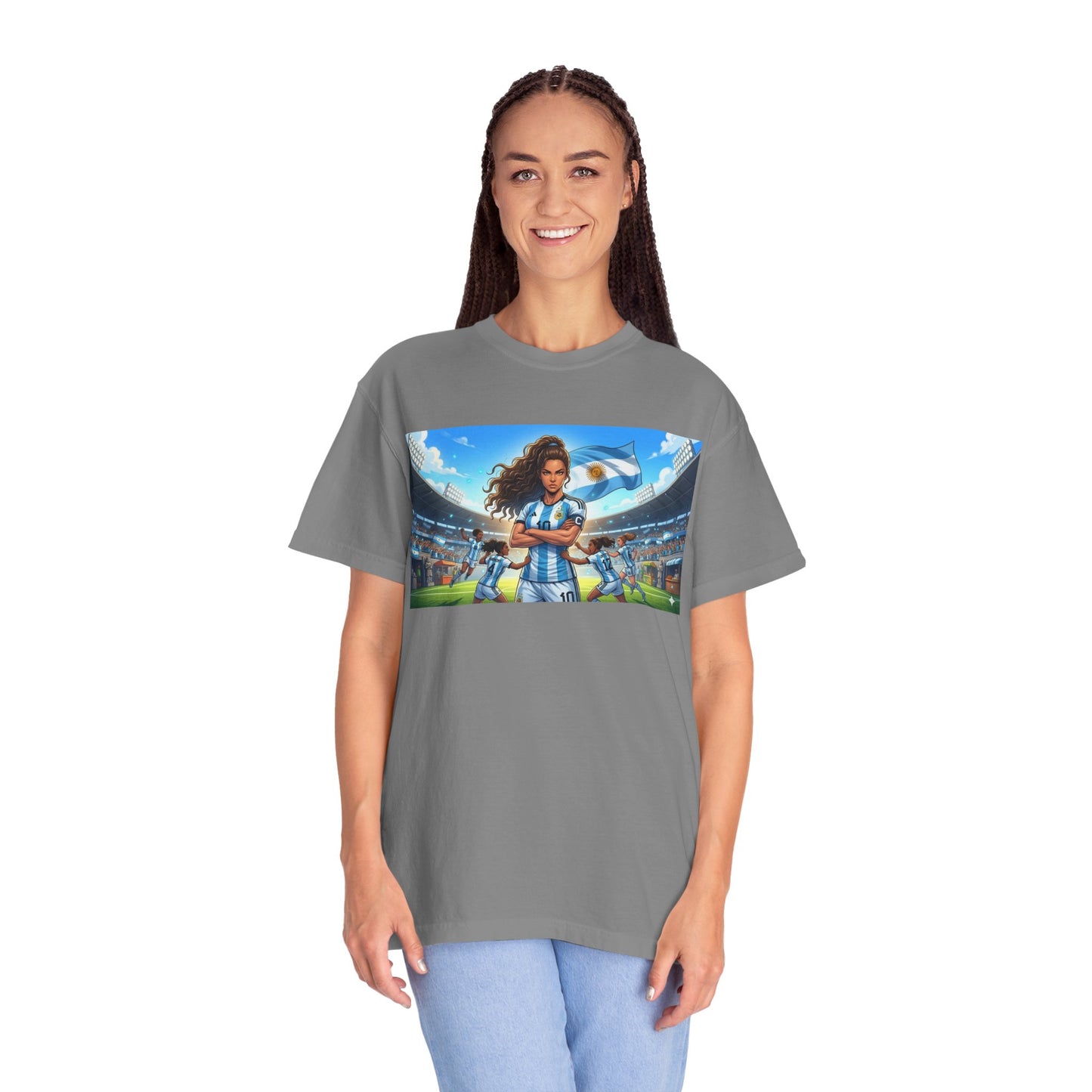 Argentina Soccer Heroine Stadium T-Shirt – Female Soccer Player Graphic Tee