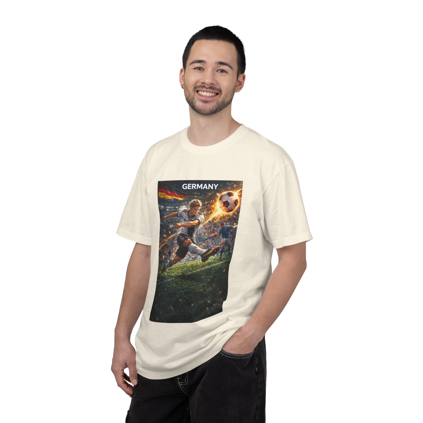 Germany Soccer Player Graphic T-Shirt — Retro Football Stadium Print
