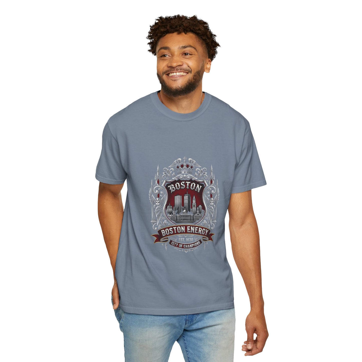 Boston Energy Vintage Crest T-Shirt — Retro City Skyline Tee
