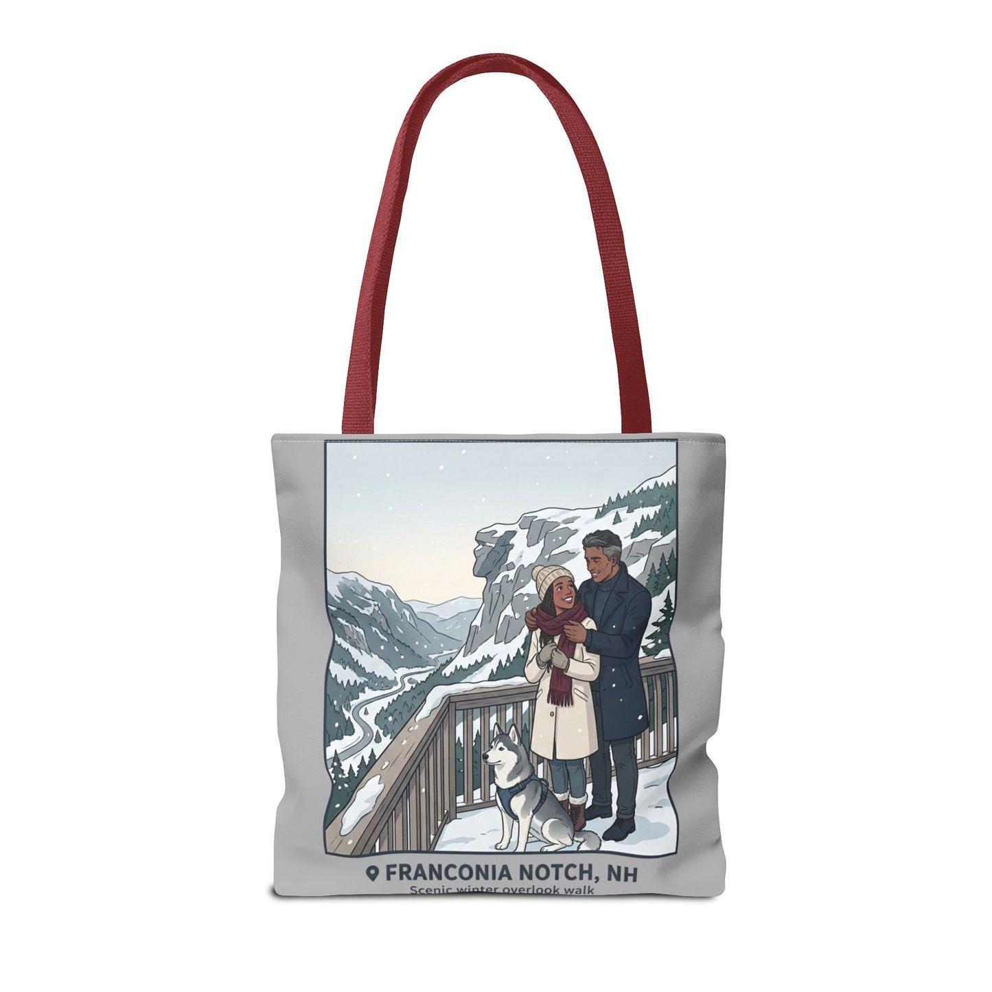Franconia Notch Winter Couple Tote Bag — Scenic New Hampshire Snowy Overlook Tote