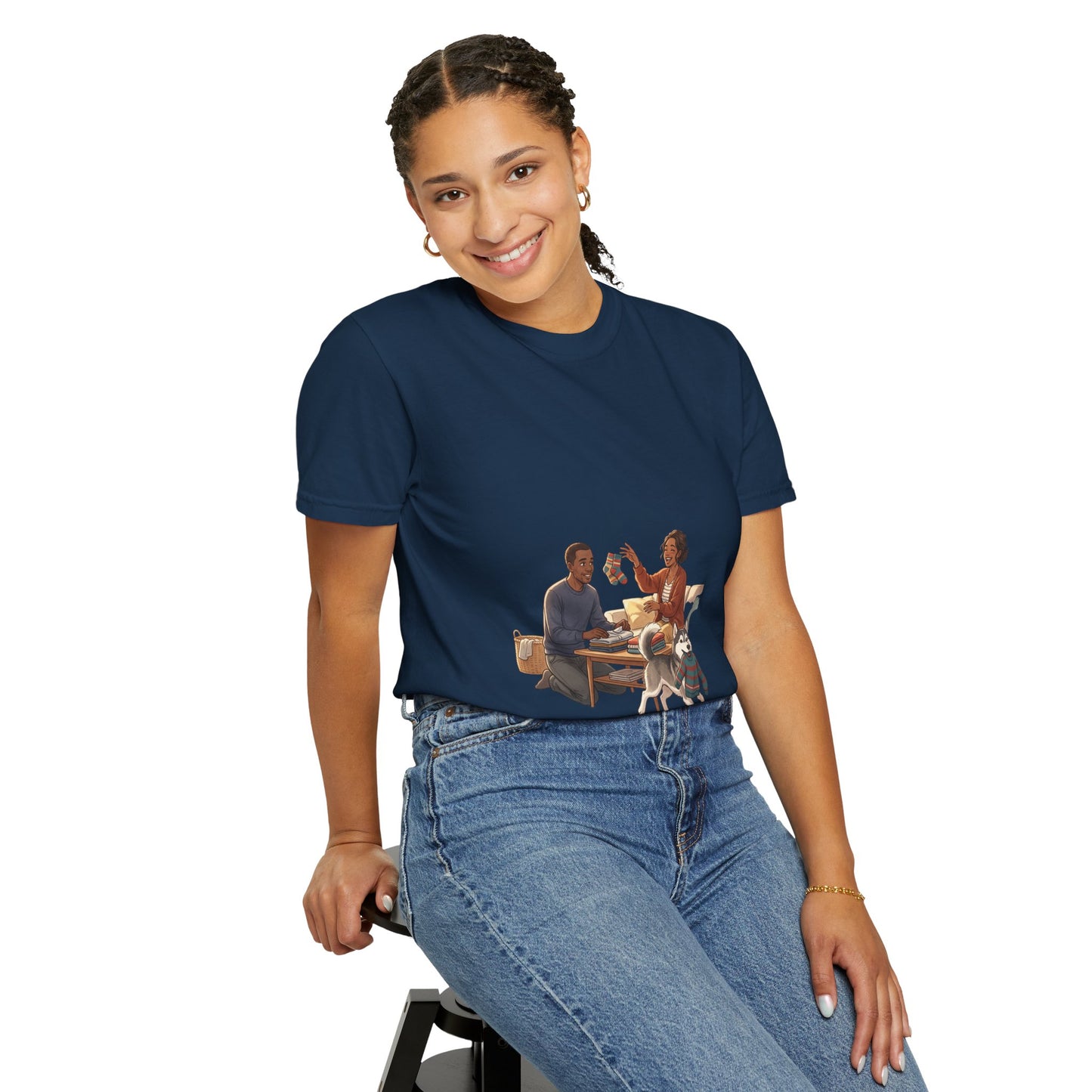 Picnic Cheers T-Shirt — Vintage Couple & Dog Illustration Tee