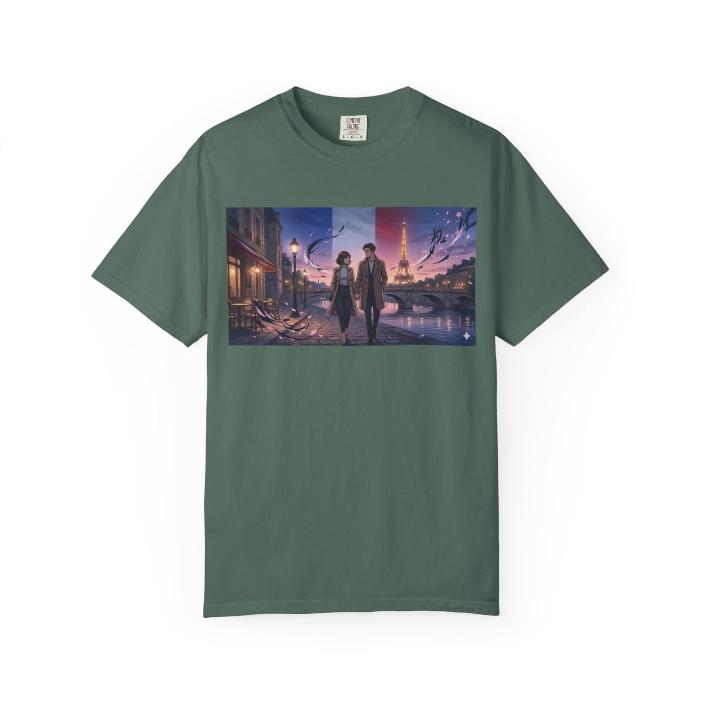 T-Shirt — Romantic City Night Stroll Illustration