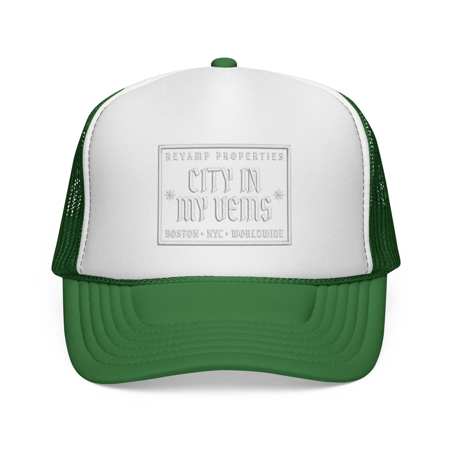 City In My Veins Trucker Cap - Vintage Neon Style Mesh Hat