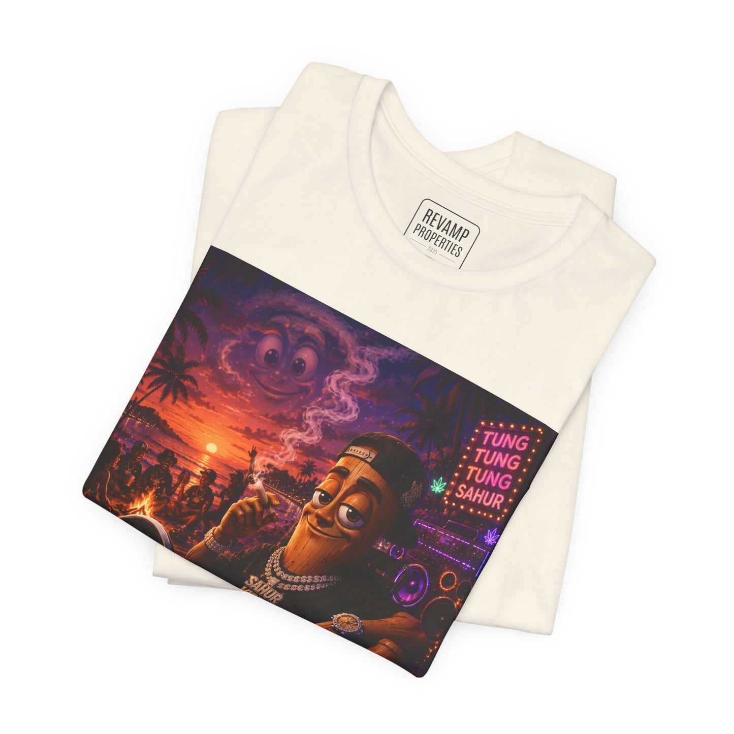 Tung Tung Tung Sahur Laid-Back Nightlife Graphic Tee — "Things Take Time" Urban Cartoon Design
