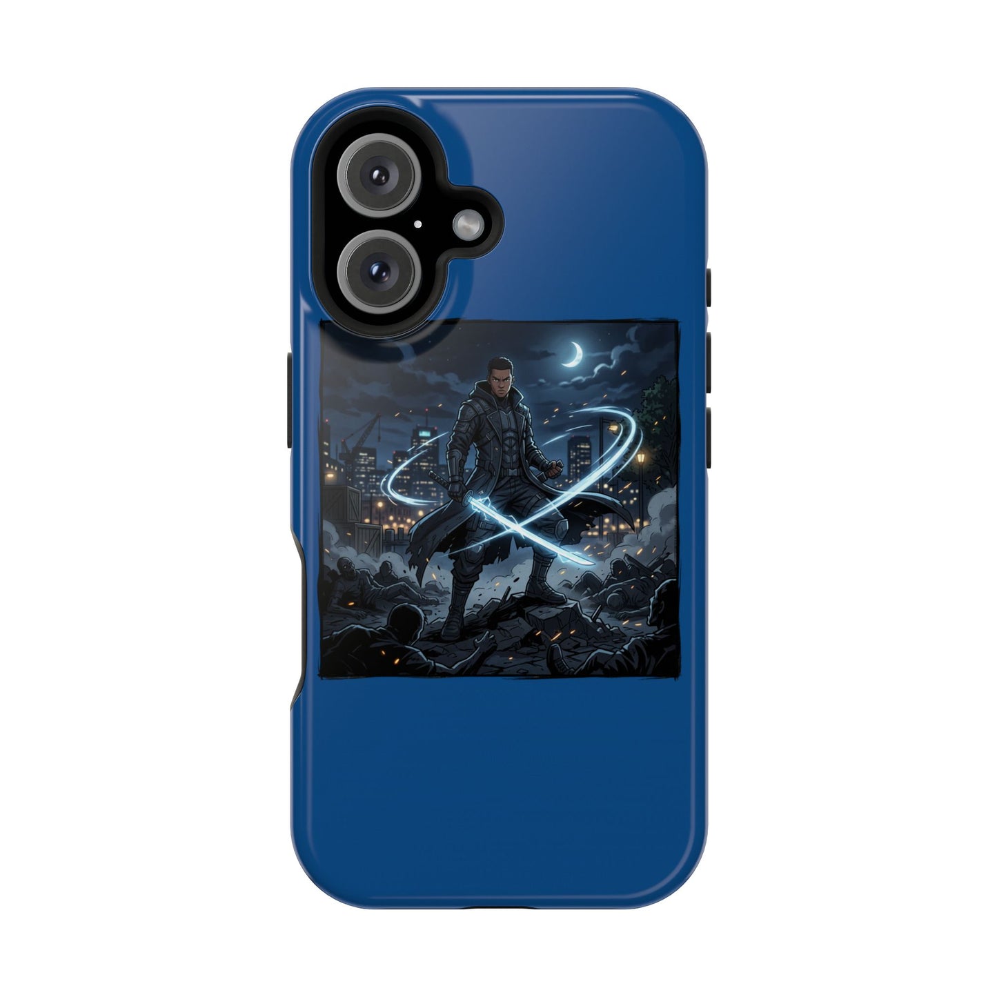 Magnetic Impact-Resistant Phone Case — Night Warrior Sci‑Fi Design