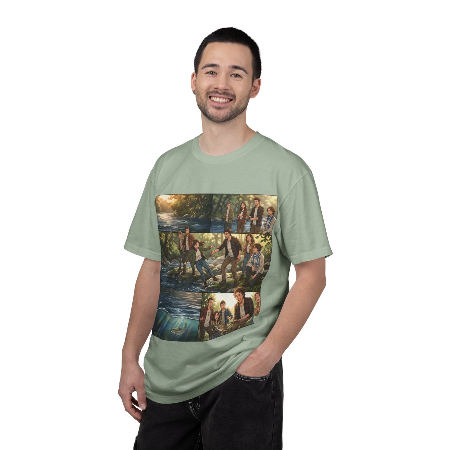 Band Photo Collage T-Shirt – Retro River Scene Crew Tee