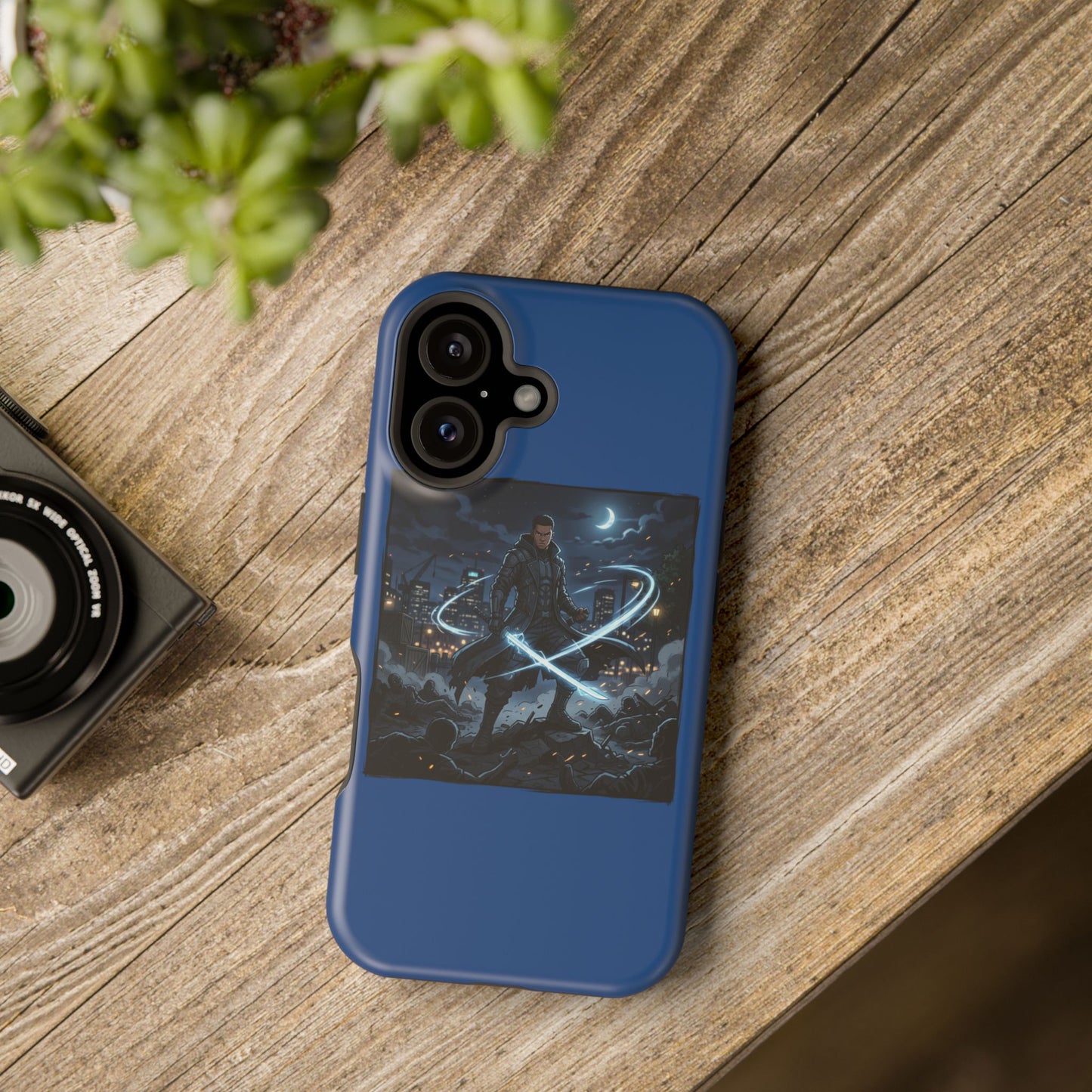 Magnetic Impact-Resistant Phone Case — Night Warrior Sci‑Fi Design