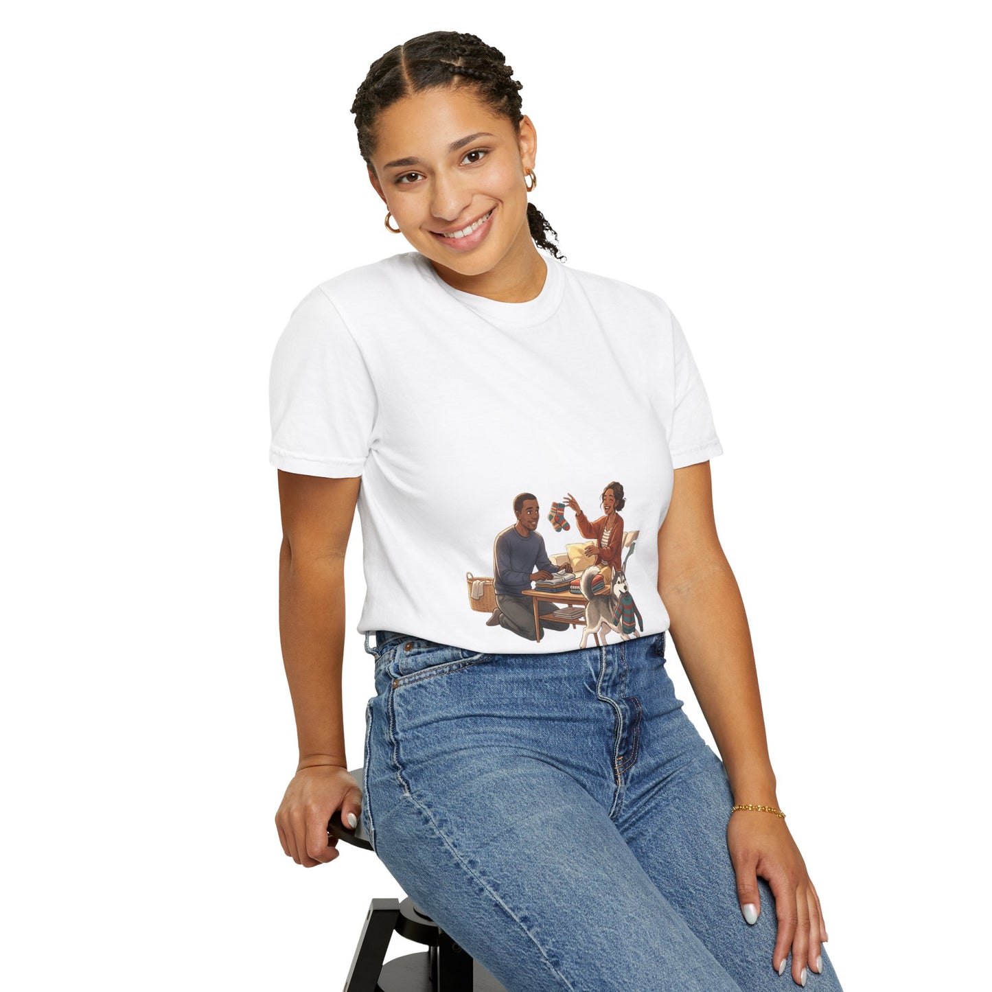 Picnic Cheers T-Shirt — Vintage Couple & Dog Illustration Tee