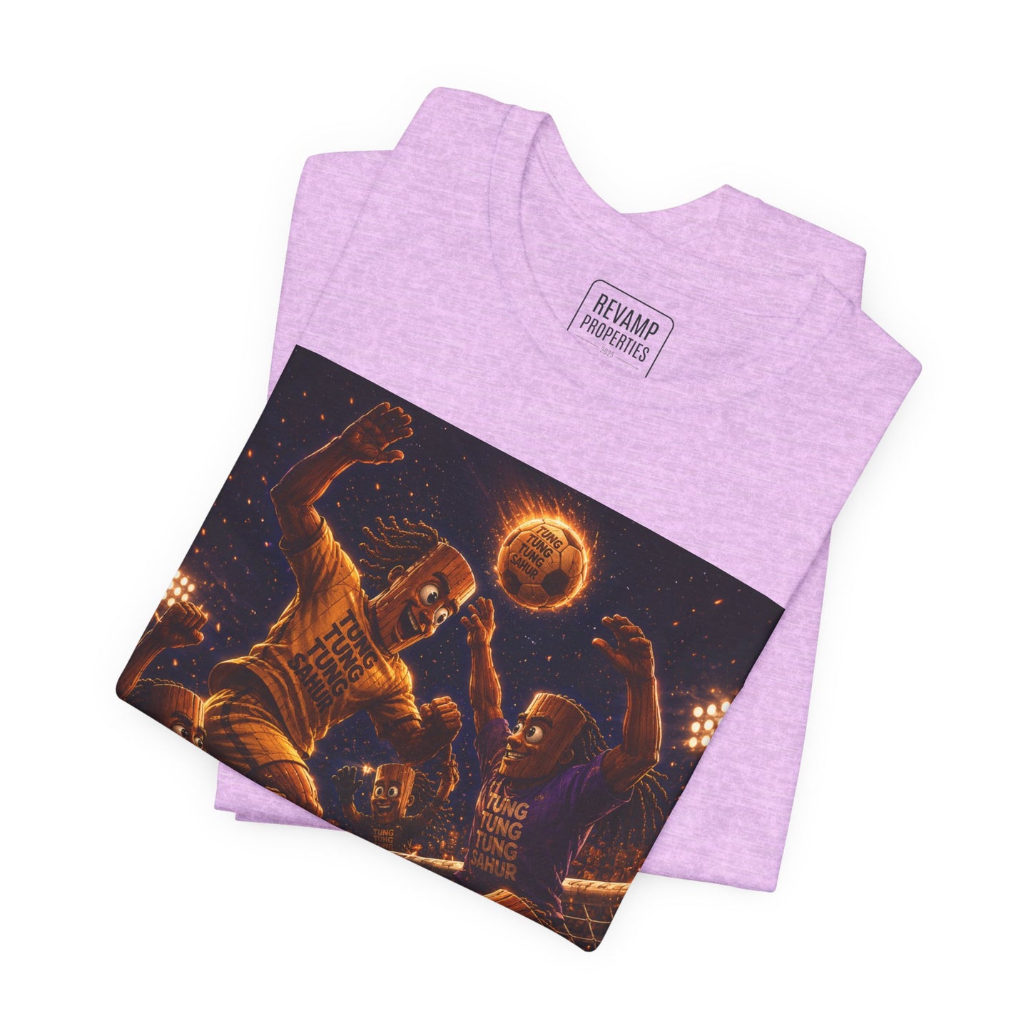 Tung Tung Tung Sahur Header Goal Soccer Action Graphic Tee — Team Court Night Design