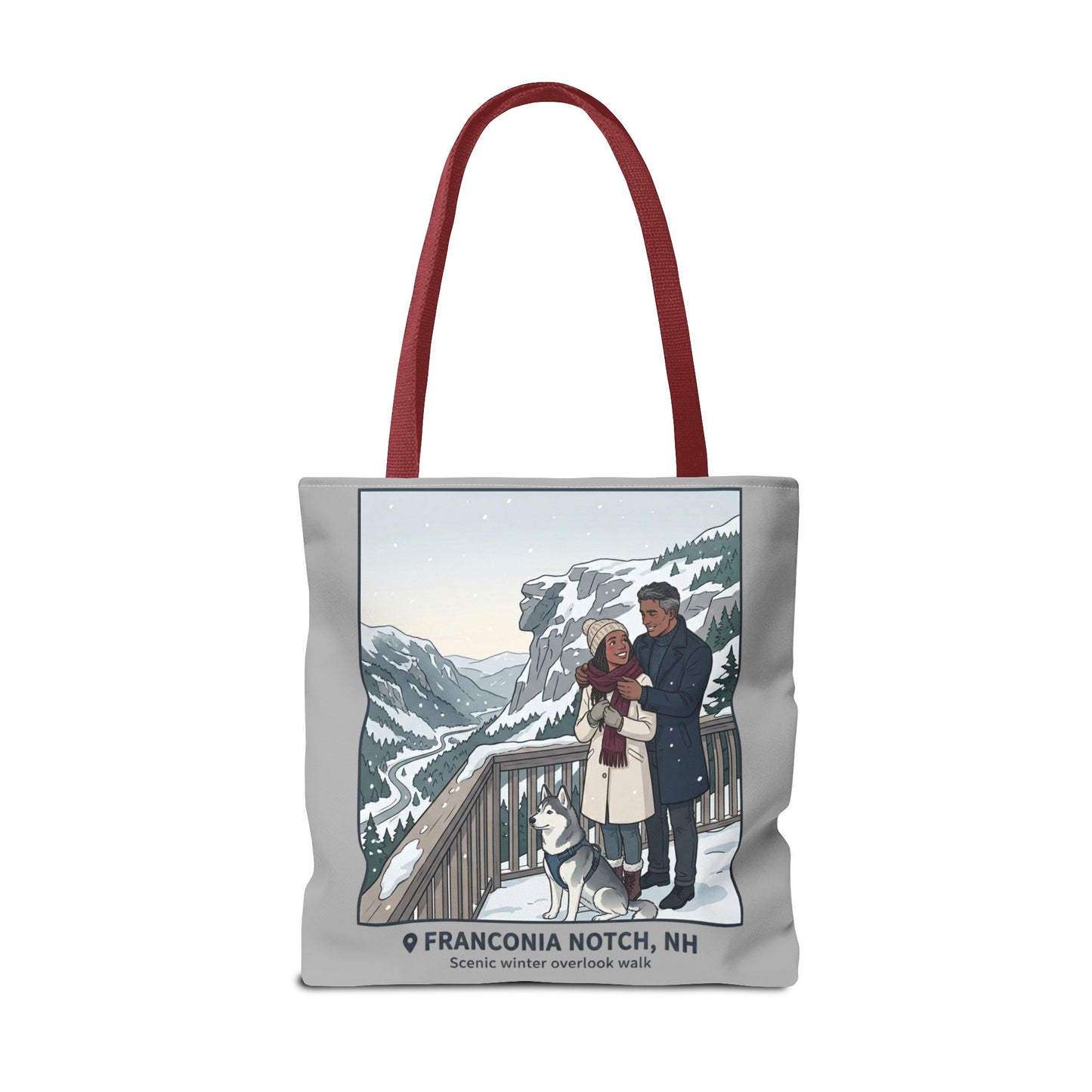Franconia Notch Winter Couple Tote Bag — Scenic New Hampshire Snowy Overlook Tote