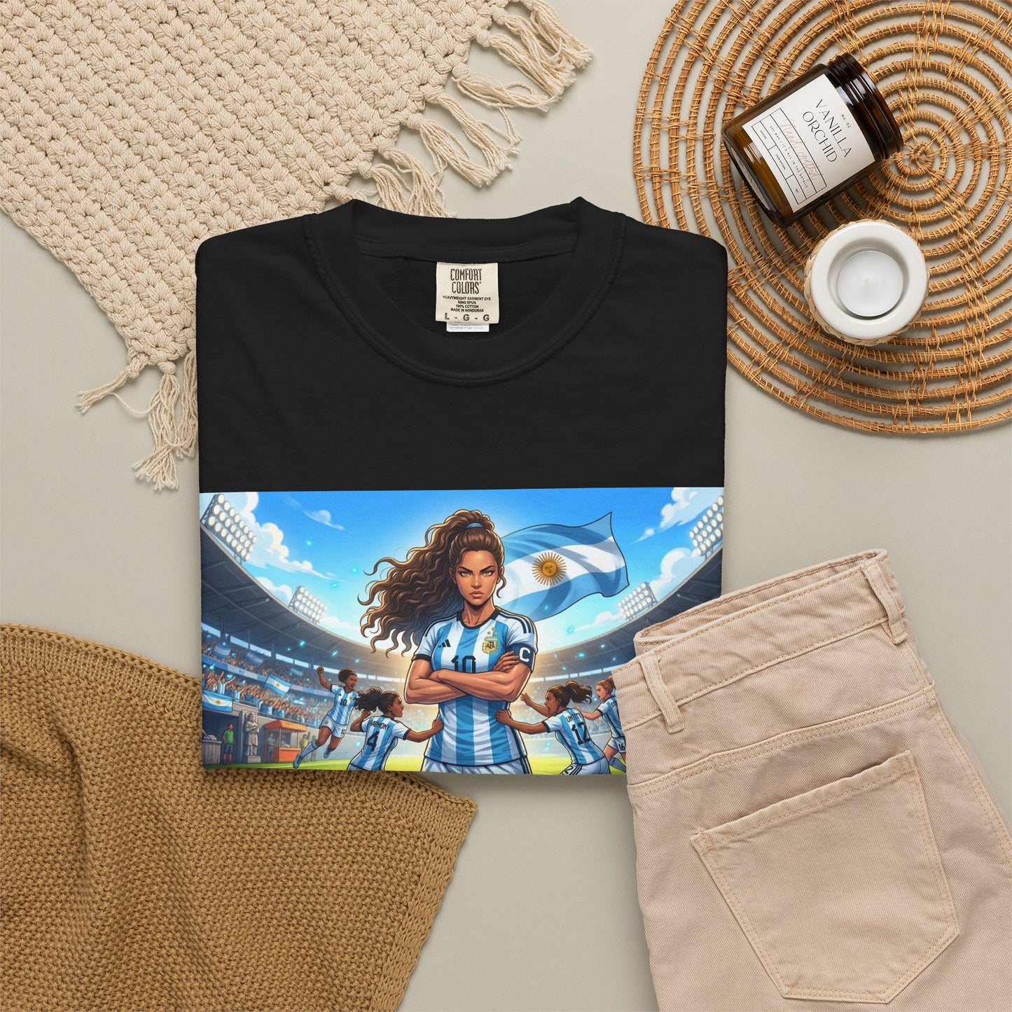 Argentina Soccer Heroine Stadium T-Shirt – Female Soccer Player Graphic Tee