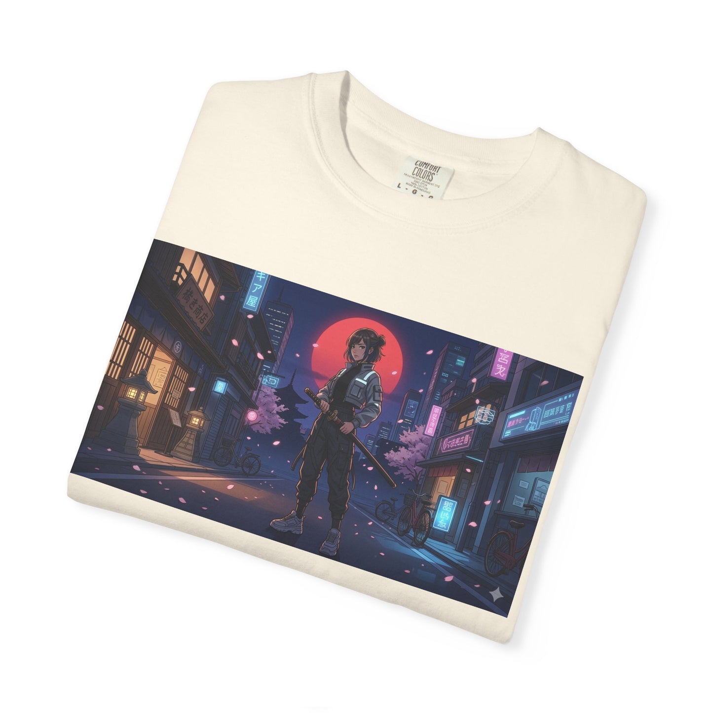 Cyberpunk Samurai T-Shirt — Neon Night Street Art Tee