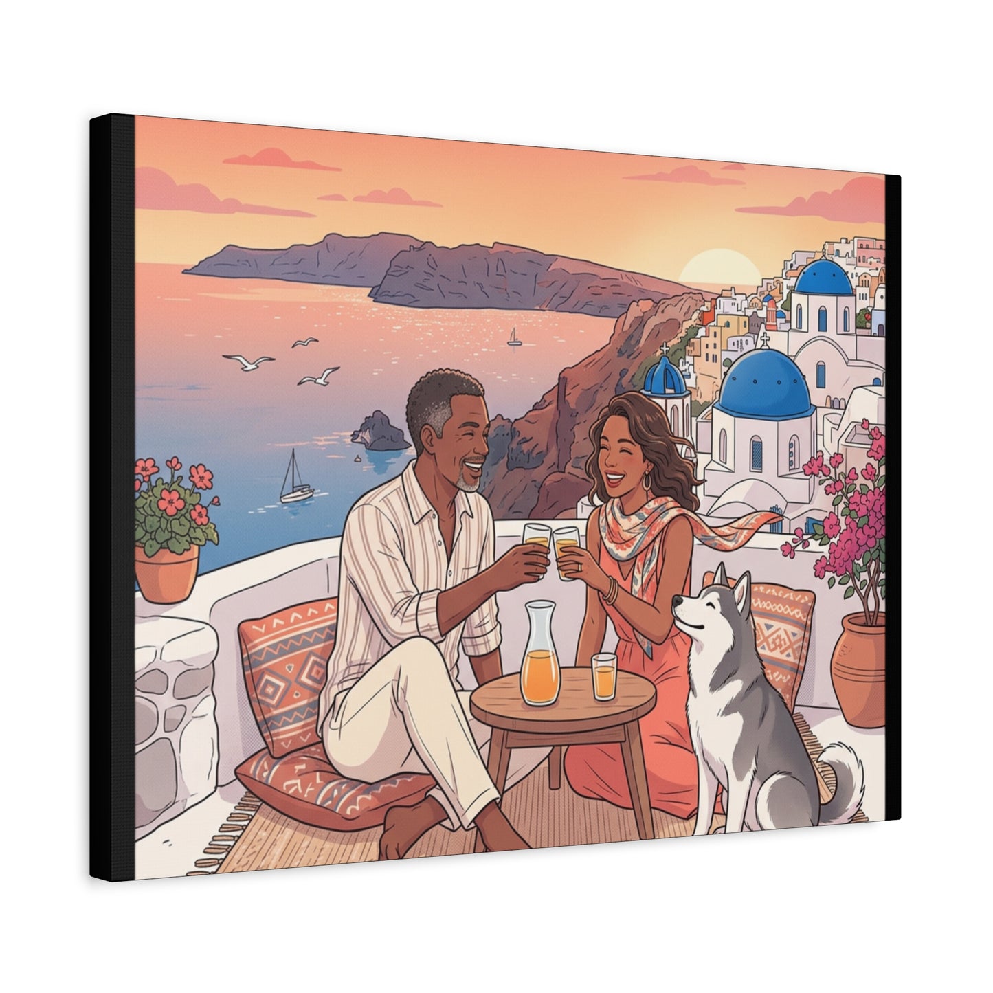 Santorini, Greece – “Sunset Serenade - Matte Canvas, Stretched, 1.25"