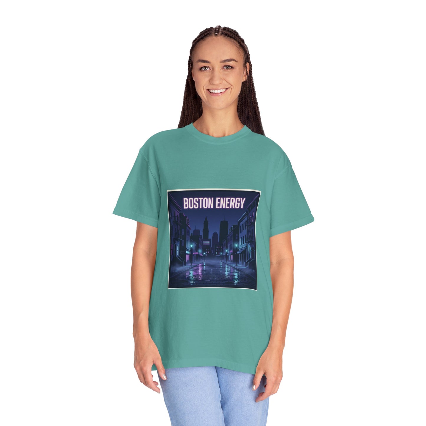 Boston Energy T-Shirt — Neon Cityscape Graphic Tee