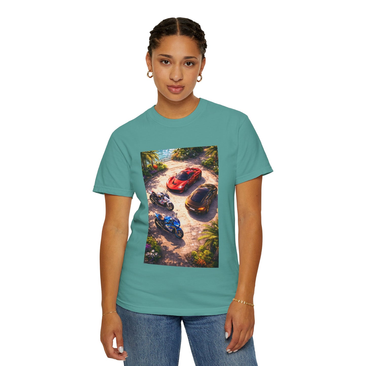 MULTI-VEHICLE - T-Shirt — Tropical Sports Cars & Motorbikes Print