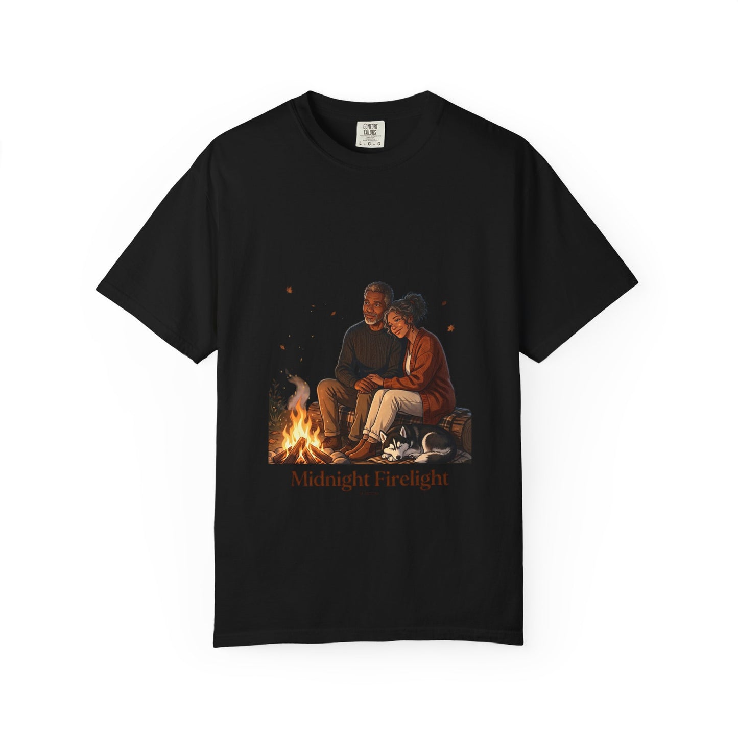 Midnight Firelight T-Shirt — Cozy Couple Campfire Graphic Tee