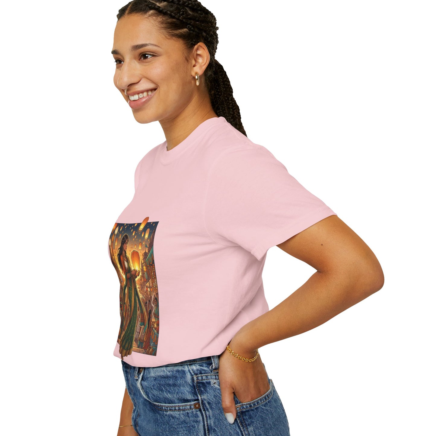 Diwali Lantern Festival T-Shirt — Indian Dancer with Floating Sky Lanterns
