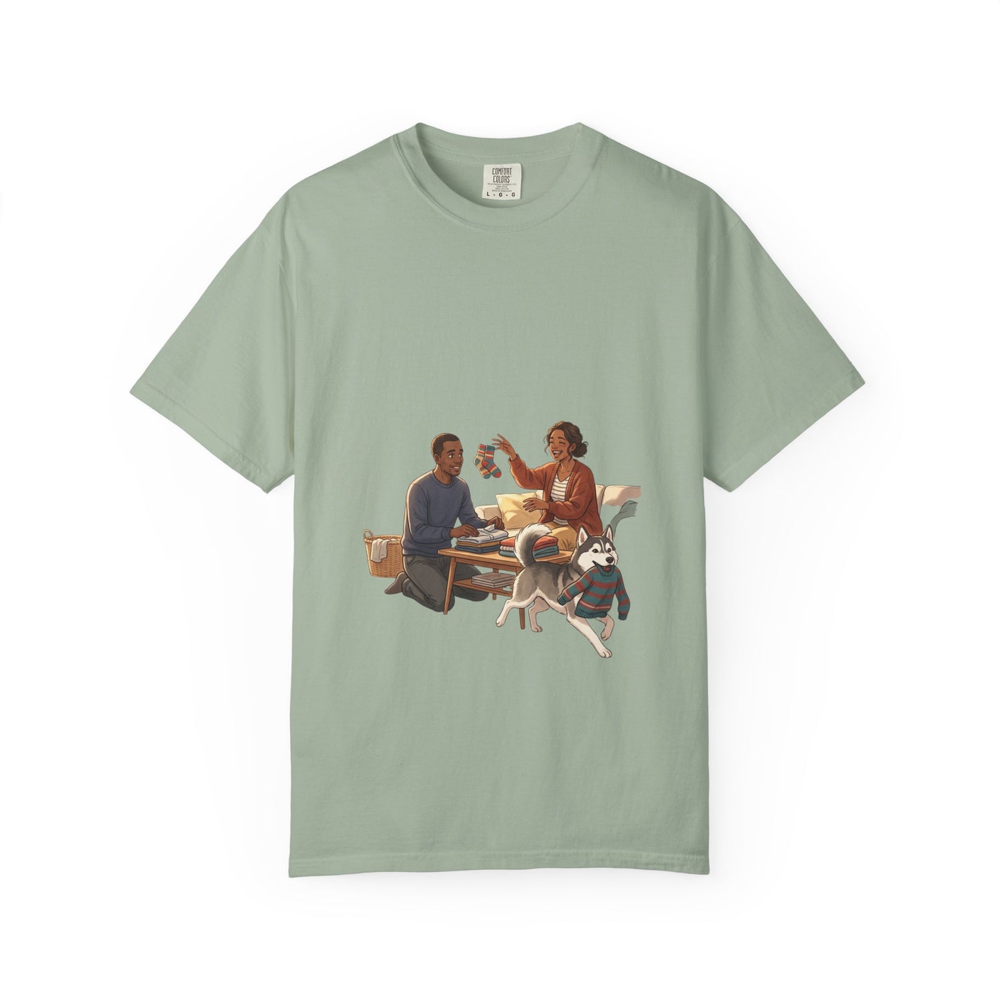 Picnic Cheers T-Shirt — Vintage Couple & Dog Illustration Tee