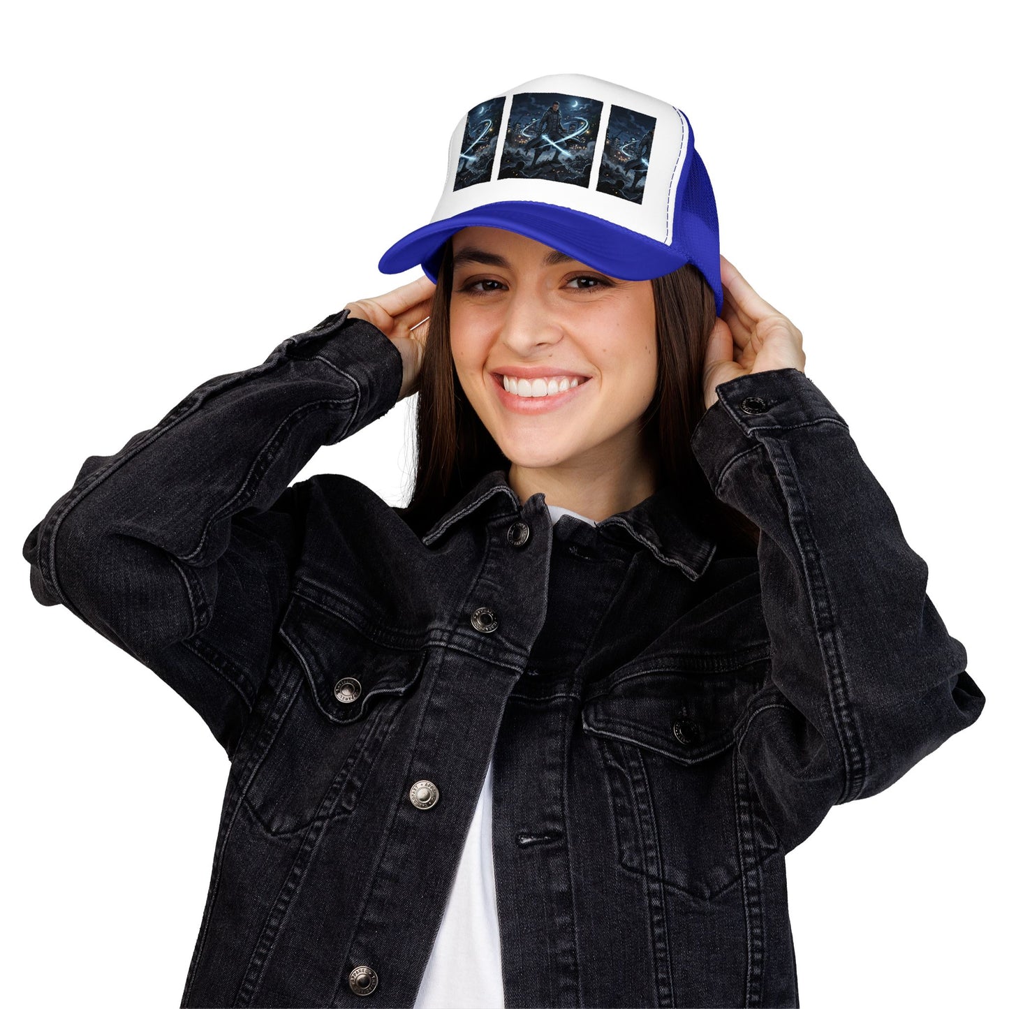 Trucker Hat — Neon Samurai Triptych Foam Trucker Cap