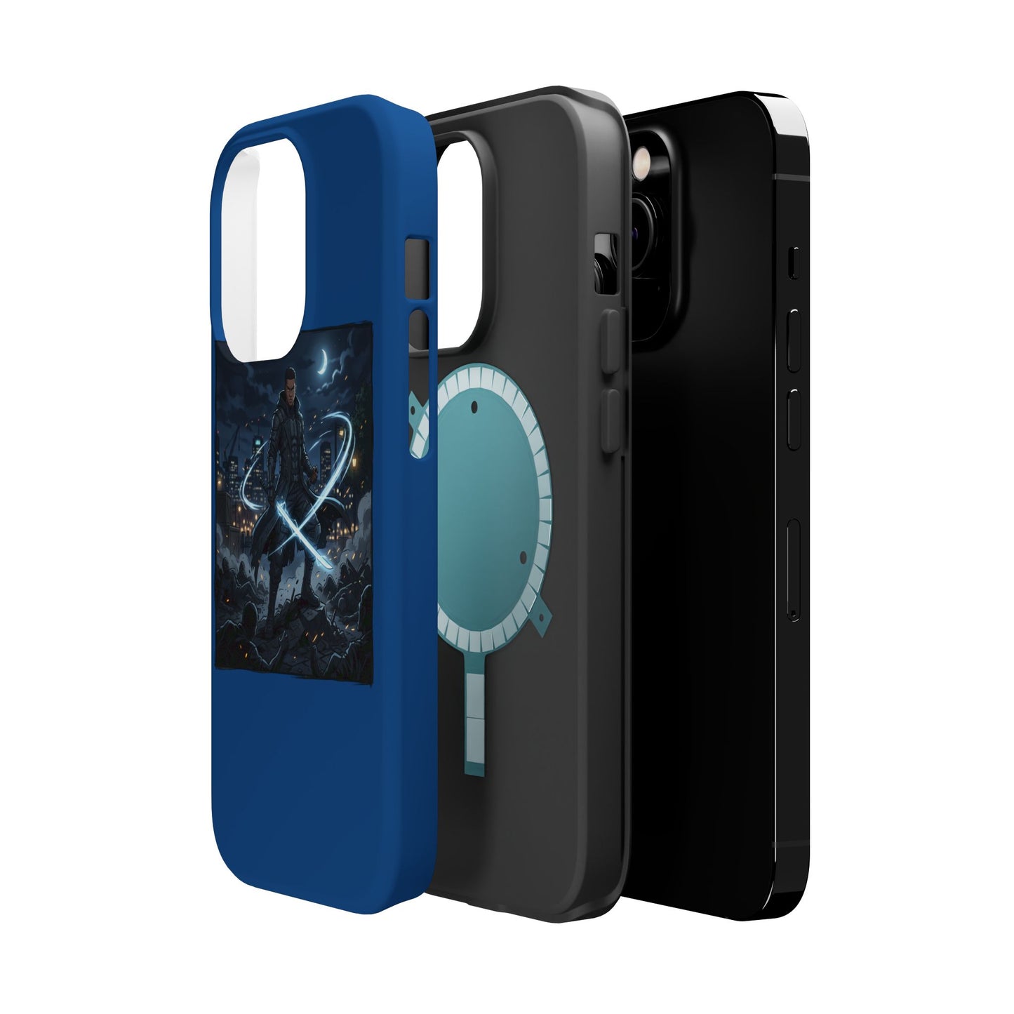 Magnetic Impact-Resistant Phone Case — Night Warrior Sci‑Fi Design