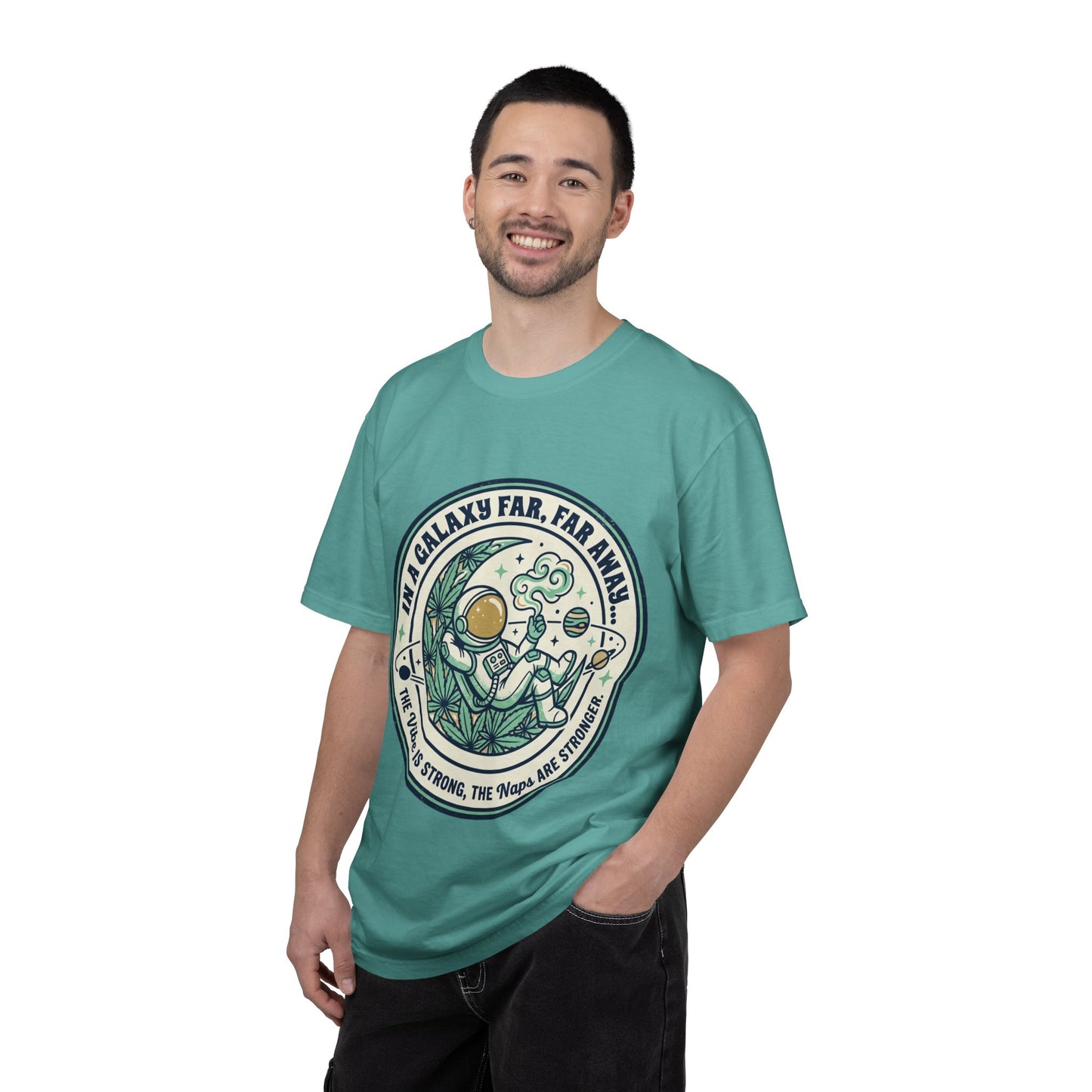 T-Shirt — "In a Galaxy Far, Far Away" Retro Space Nap Graphic Tee